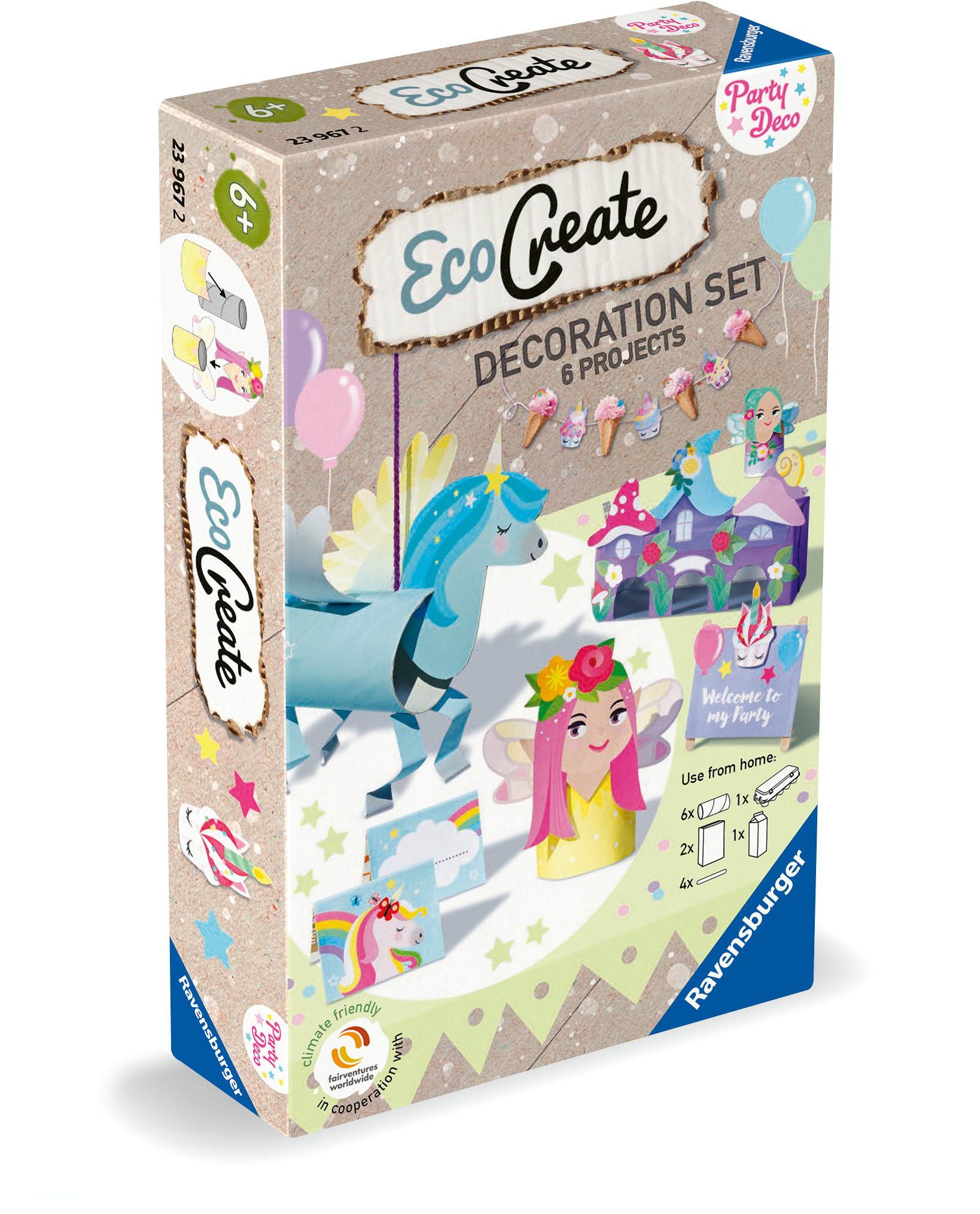 Ravensburger Kreativset Upcycling Basteln EcoCreate Mini die Geburtstagsparty Einhorn 23967