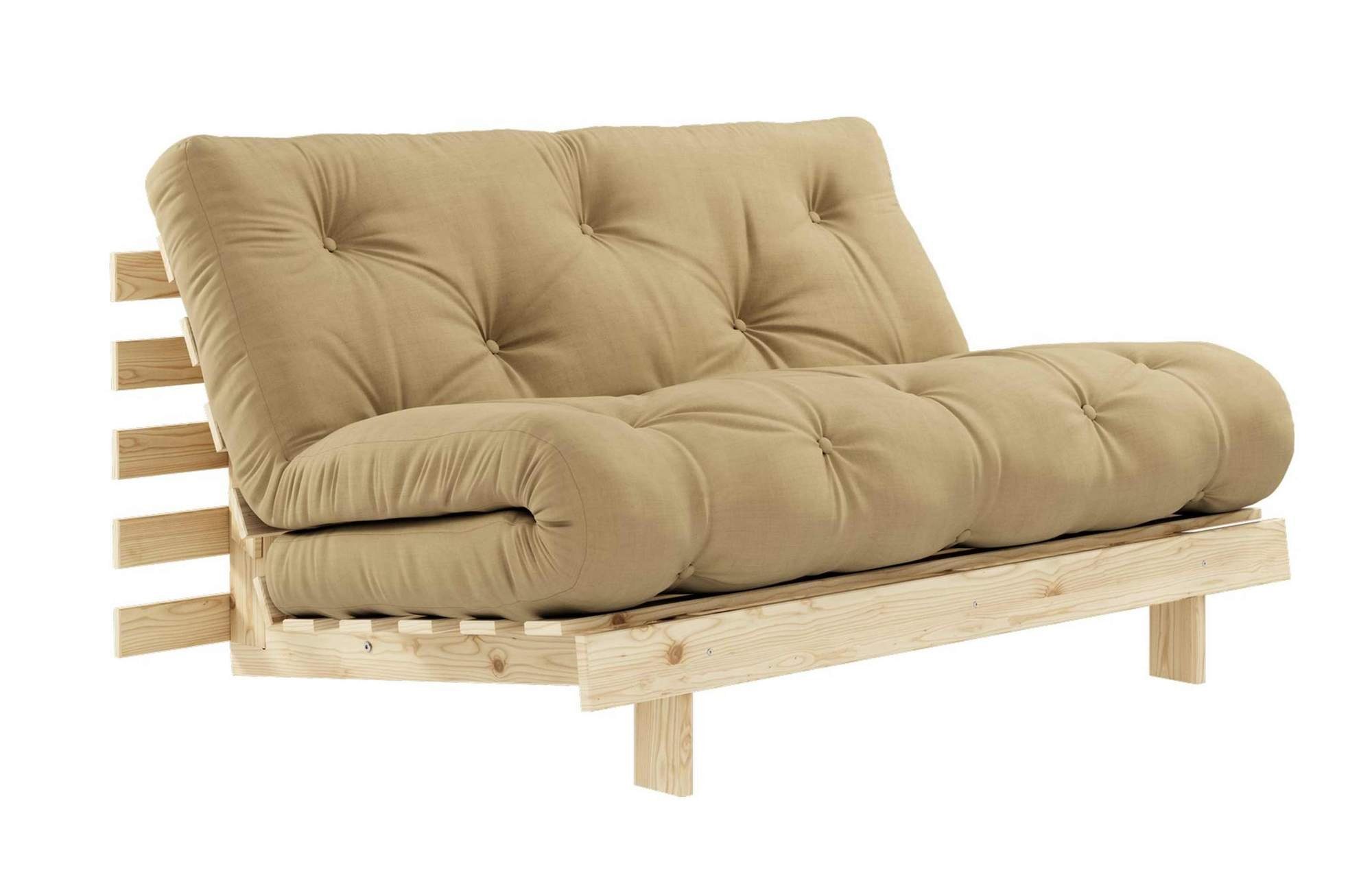 Design Gestell Wheat 2-Sitzer Kiefer Beige Karup Beige cm Bezug 140 Schlafsofa Massivholz ROOTS Sofa