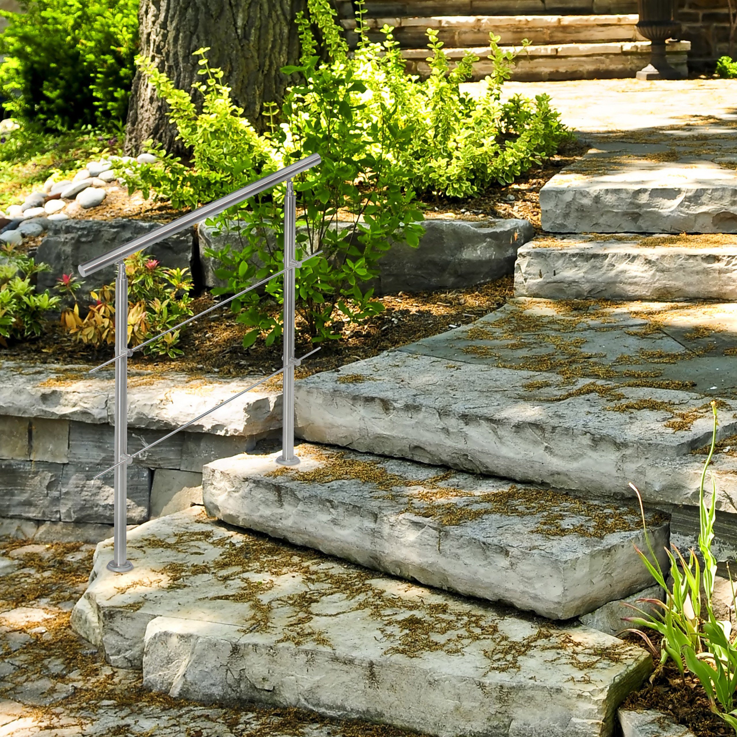 relaxdays Treppengeländer Edelstahl, 100 cm Länge, 108 cm Höhe, mit 2 Pfost günstig online kaufen