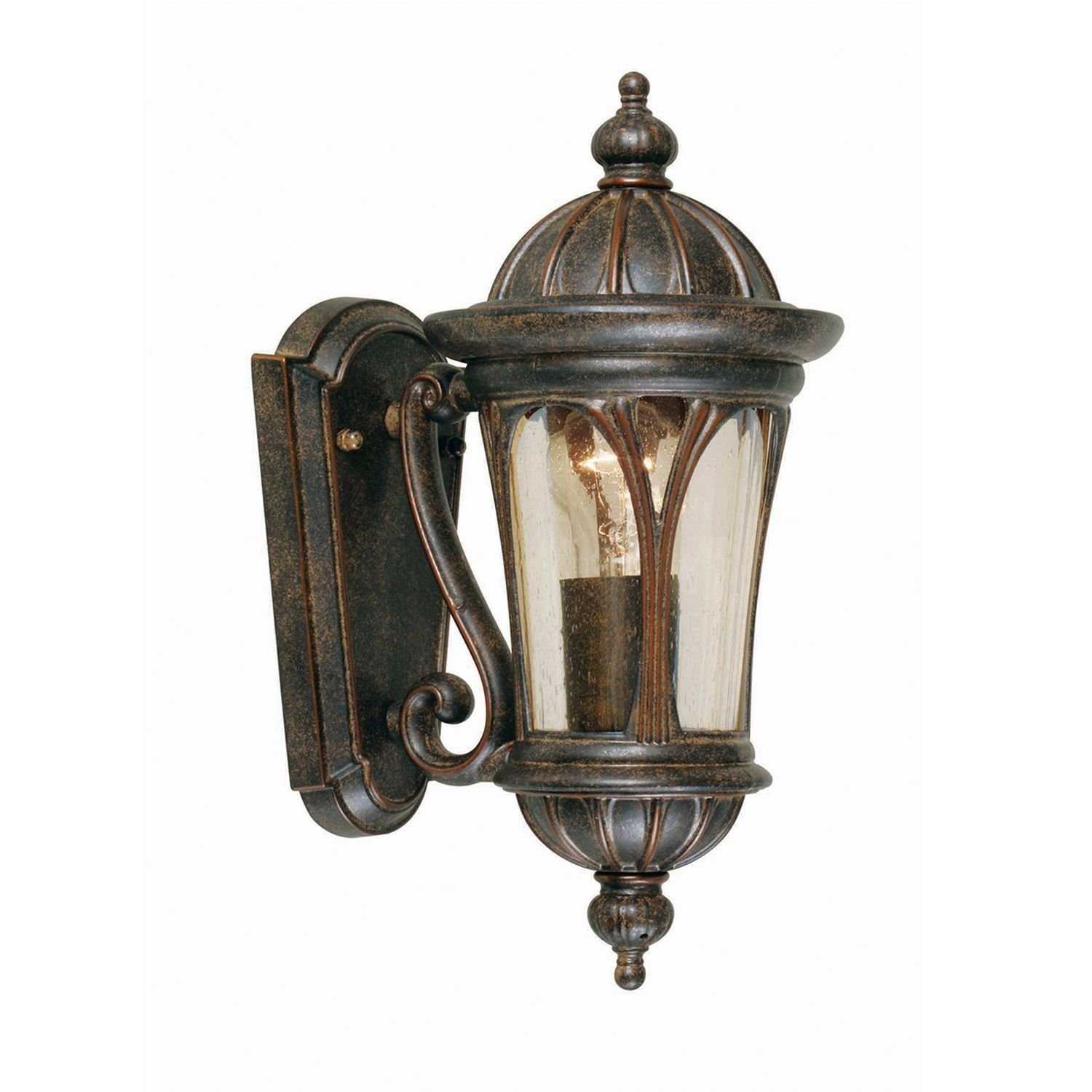 Eisen Bronze Rustikal Außen-Wandleuchte Wandlampe außen ohne LIZ, Licht-Erlebnisse Leuchtmittel, Außenwandlampe Glas E27 IP44