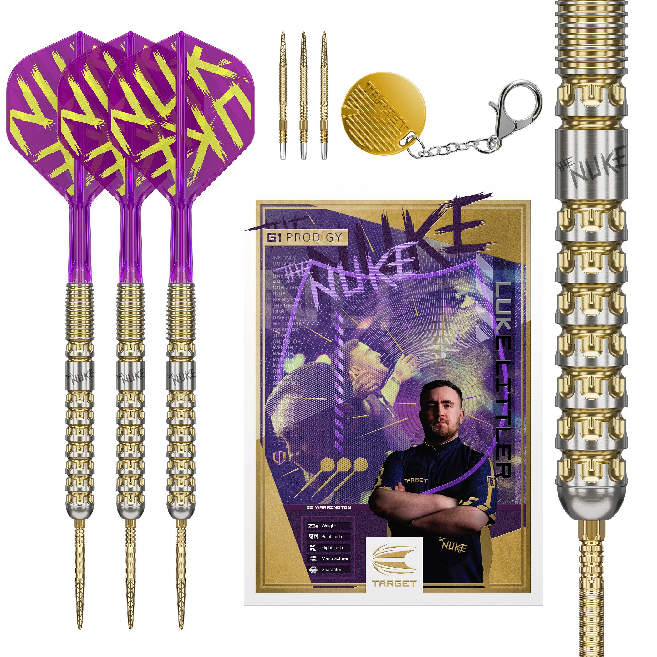 Dartpfeil Luke Littler Gen 1 Prodigy Swiss Point Darts, 90% Wolfram Darts, 23G