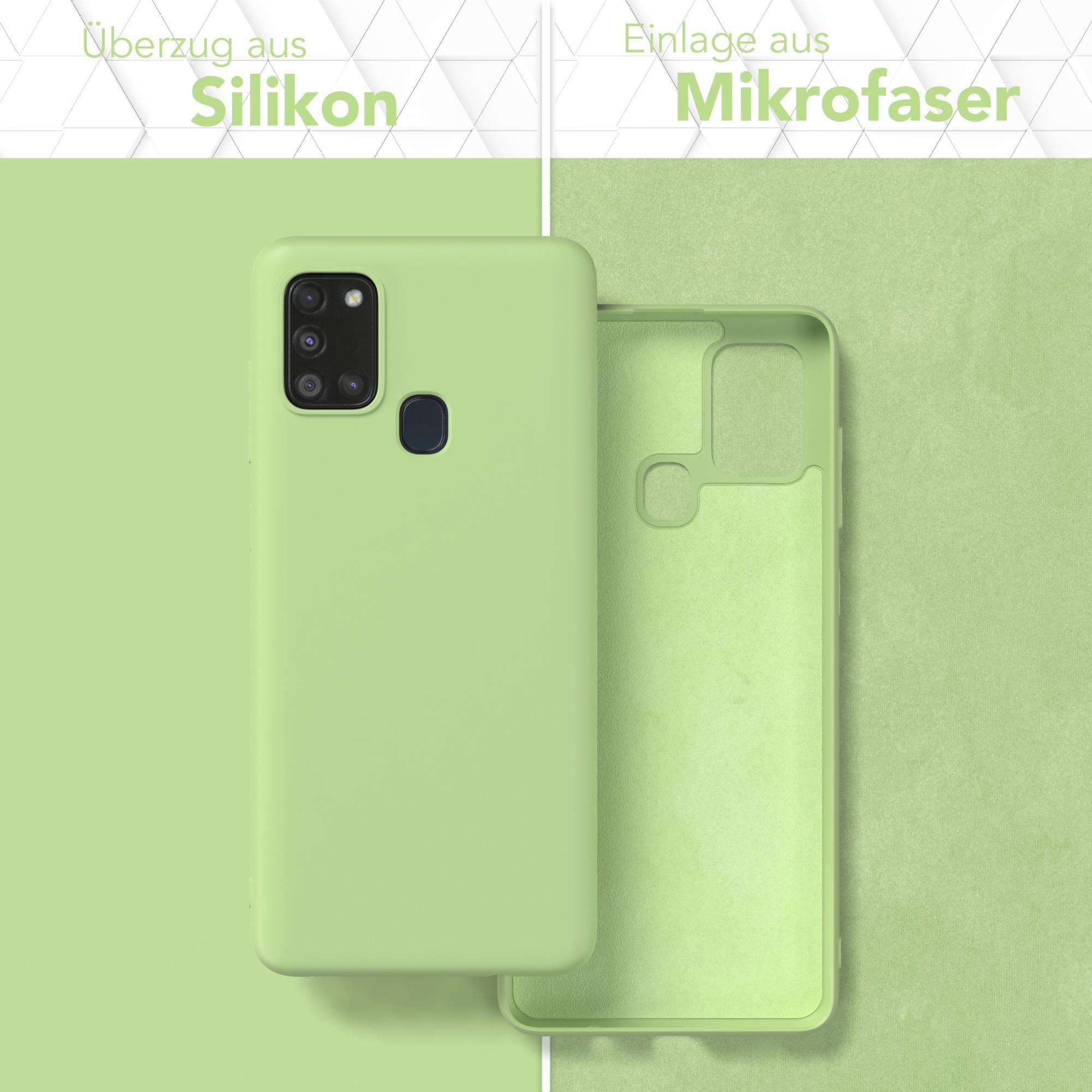 EAZY CASE Handyhülle für Samsung Galaxy A21s Hülle Silikon 6,5 Zoll, Smart Slimcover Matt Silikon Schutzhülle mit Kameraschutz tpu Grün