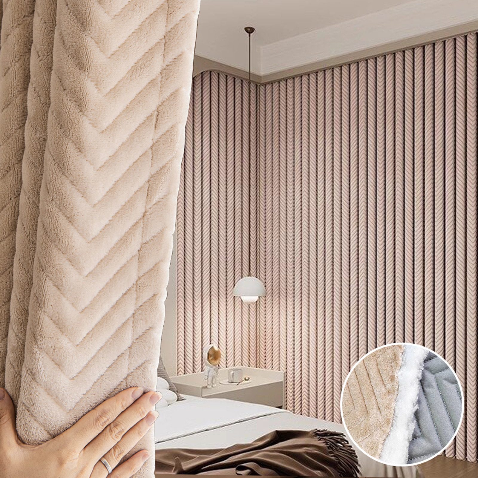 Jibenhome Schiebegardine Thermovorhang Verdunkelungsvorhang Plüsch Gesteppt günstig online kaufen