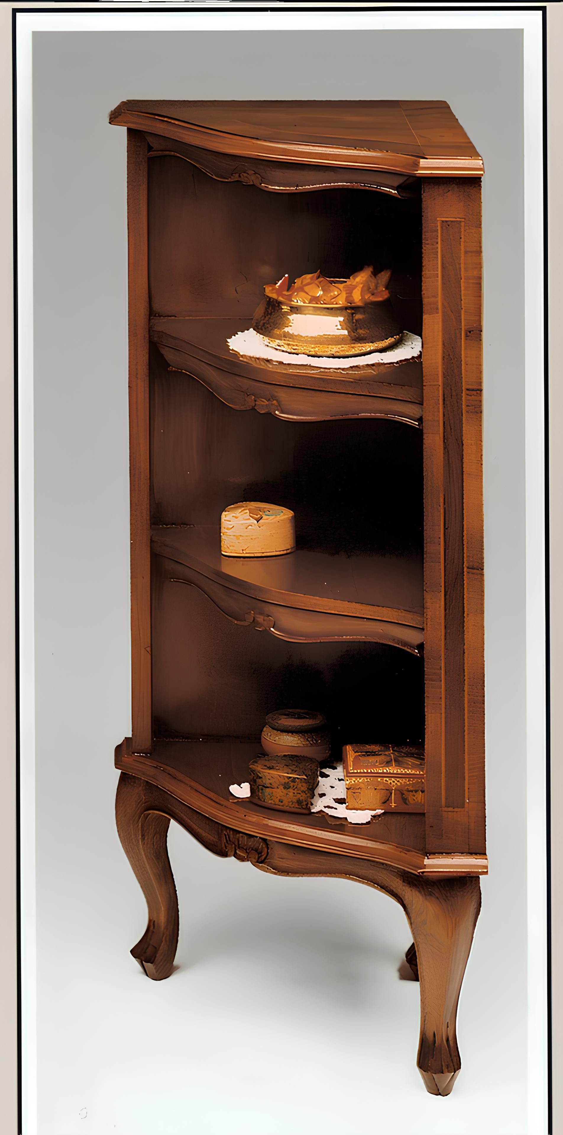 Xlmoebel Eckvitrine Regal für die Ecke - Holzregal für die Wand mit barockem Design (Eckschrank) Hergestellt in Europa