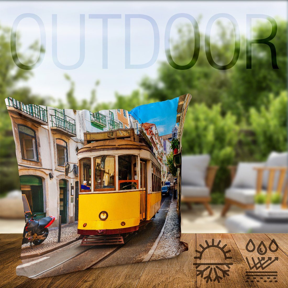 (1 Urlaub Lisbon VOID Sommer Tram Urlaub Reise Verkehrsmittel Zug Stadt Portugal Städtereise Sofa-Kissen Plan Stück), Kissenbezug, Tourismus