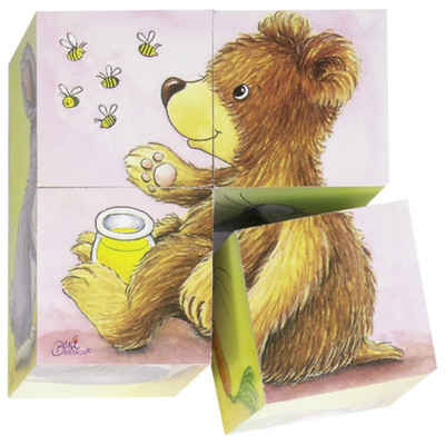 goki Würfelpuzzle Würfelpuzzle Tierkinder 4tlg 57056 Holzpuzzle, 4 Puzzleteile, Anzahl der Motive: 6