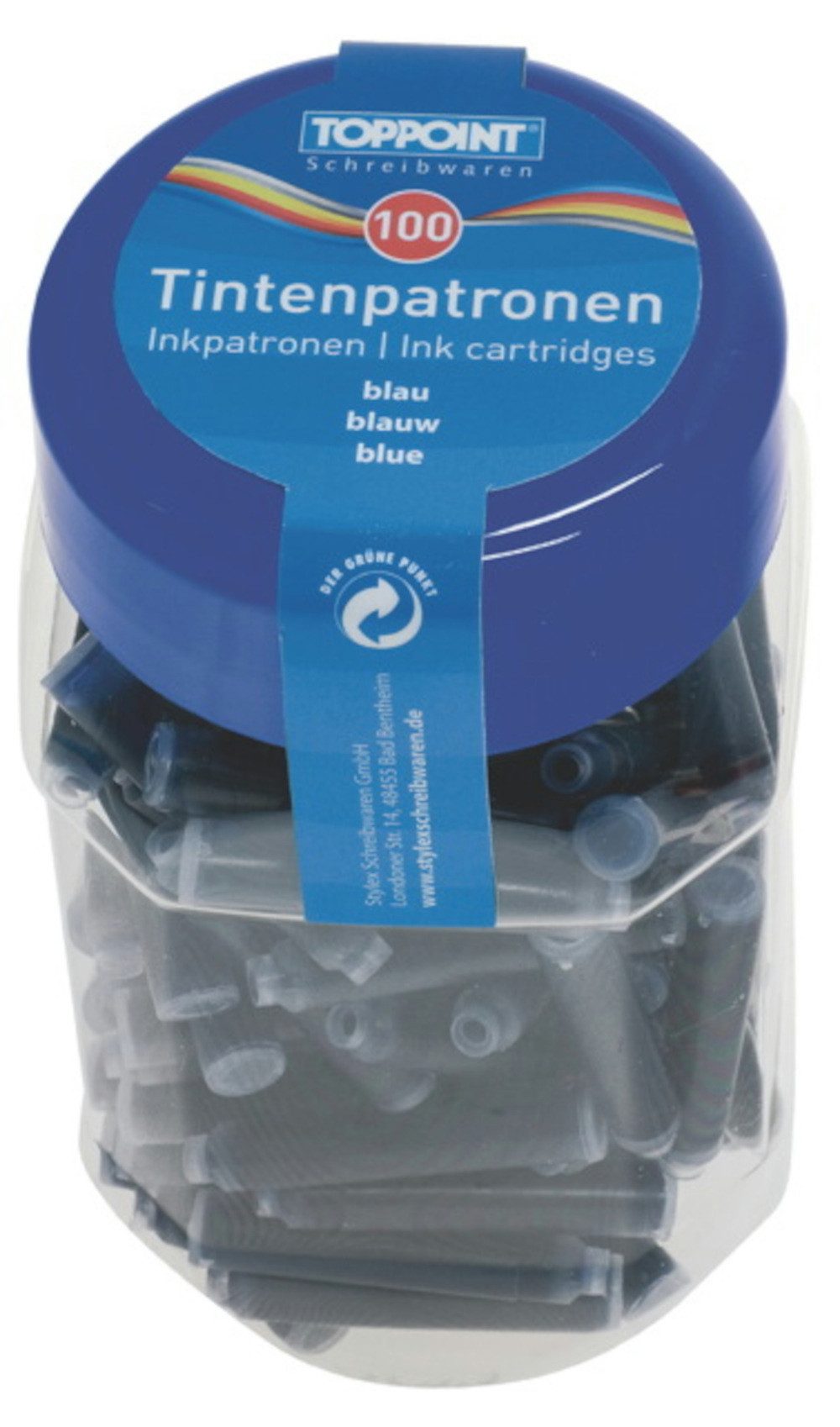 Stylex Schreibwaren 200 (2x 100) Füllerpatronen Patronen für Füller blau Tintenpatrone