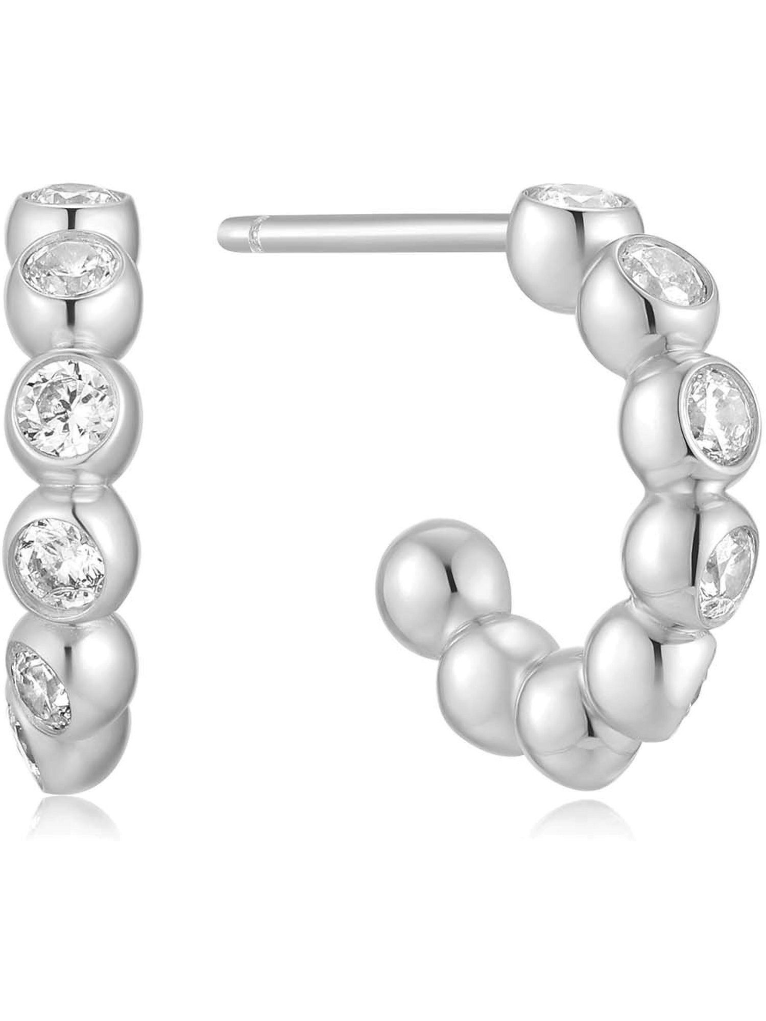 Ania Haie Paar Creolen Ania Haie Damen-Creolen 925er Silber 16 Zirkonia (Paar)