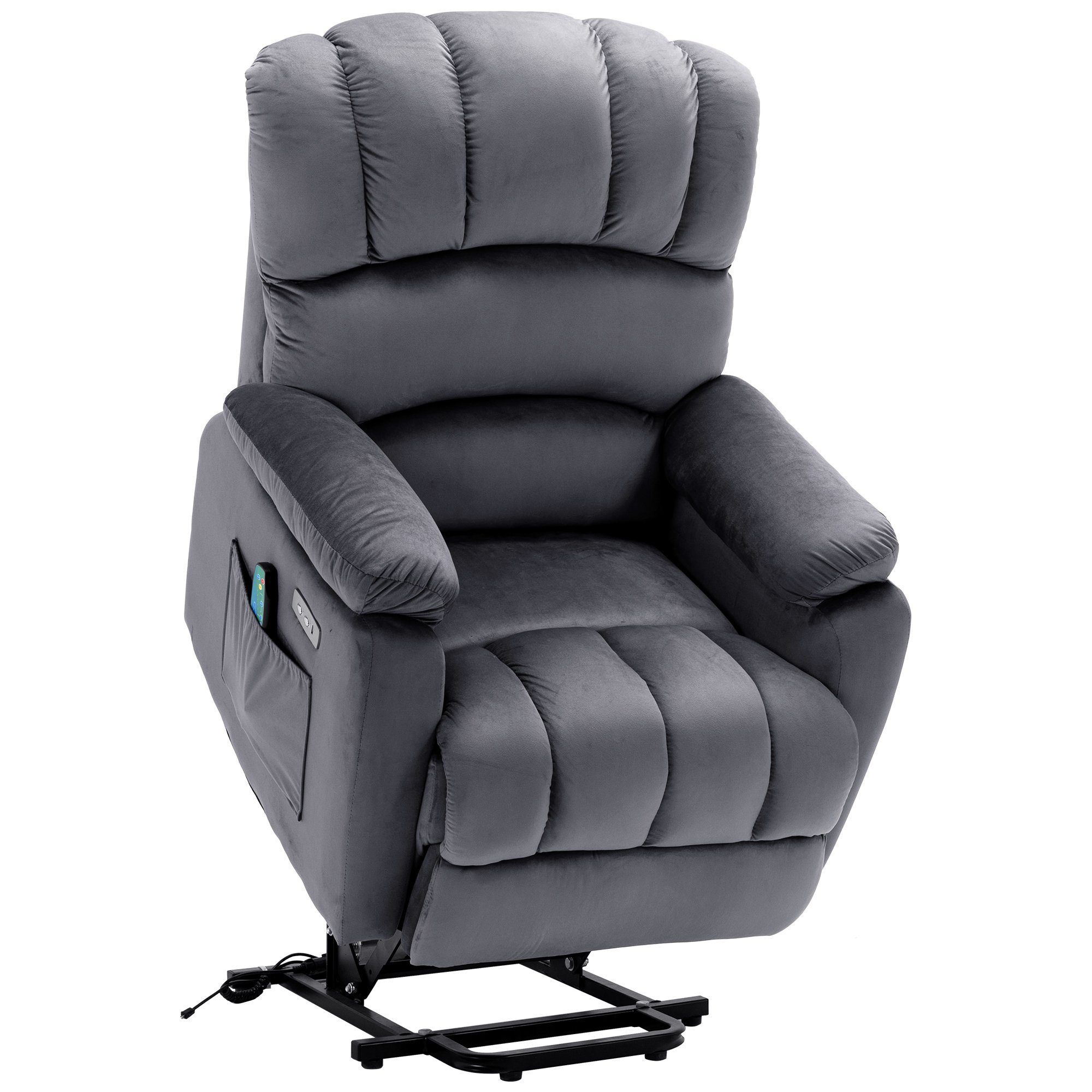 TV-Sessel (Fernsehsessel mit Aufstehhilfe, elektrisch Massagesessel mit Fernbedienung, bis 135 kg belastbar), Relaxsessel mit Liegefunktion, Wärmefunktion und Massagefunktion