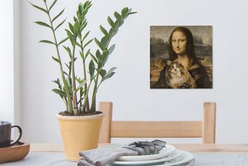 OneMillionCanvasses® Gemälde Mona Lisa - Katze - Leonardo da Vinci - Vintage - Kunstwerk - Alte, (1 St), Leinwand Bilder für Wohnzimmer Schlafzimmer