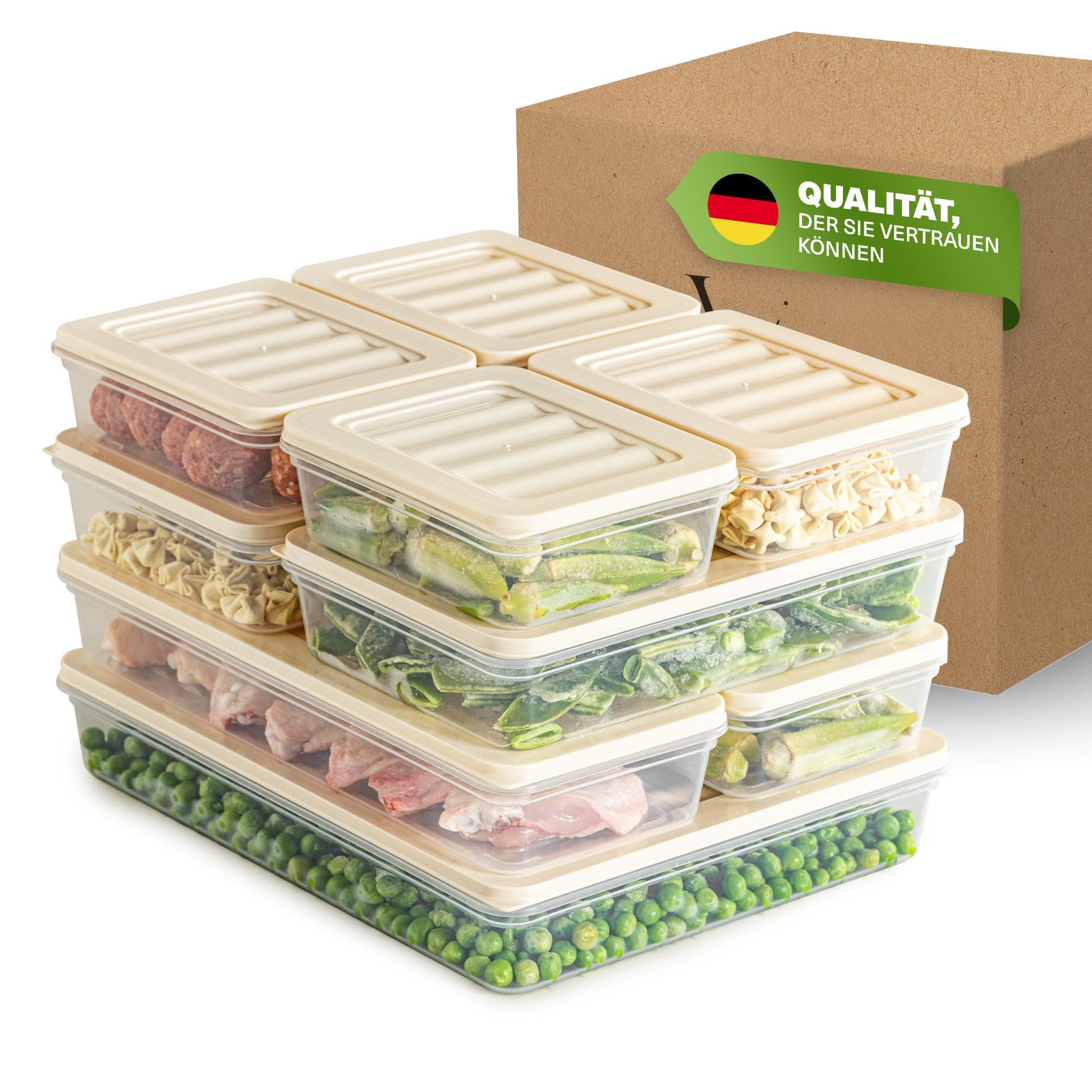 Viwares Frischhaltedose Viwares Stapelbare Frischhaltedosen 9er Set, (Set, 9-tlg., 9er), Wiederverwendbare Aufschnittboxen