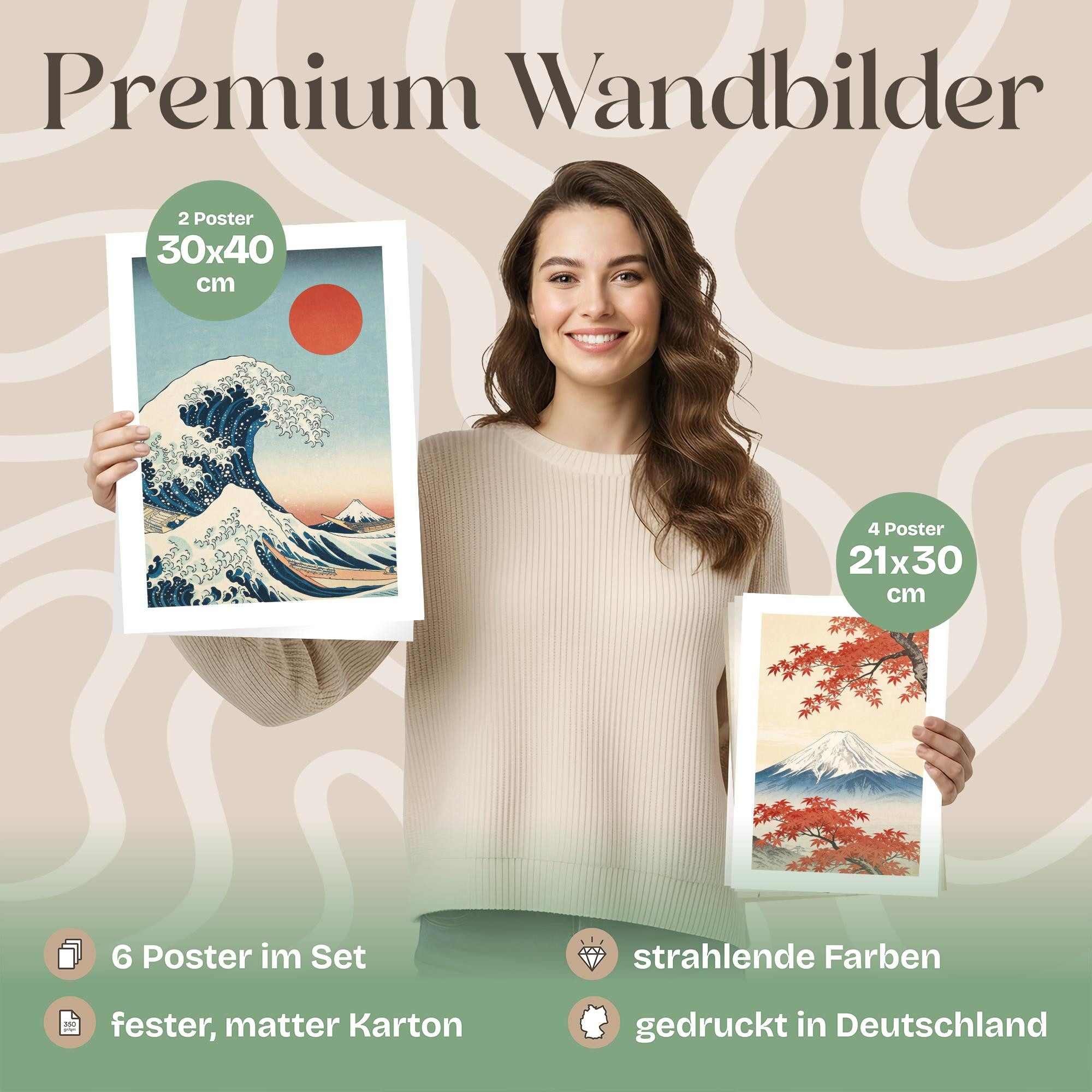 ARTFAVES Bilder-Collage Poster Set Art Gallery Japan I mehrteilige Bilderwand I Wandbilder Hok, (Wandbilder modern, 6 St) – Bild 3 von 5