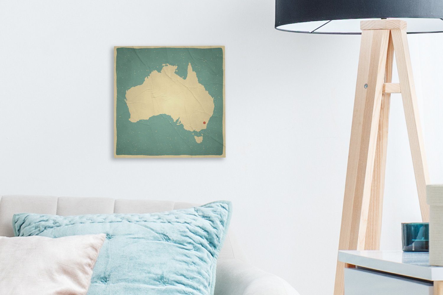 OneMillionCanvasses® Leinwandbild Eine Illustration Schlafzimmer von für St), (1 einer und Leinwand Australien Bilder Karte Wohnzimmer Canberra