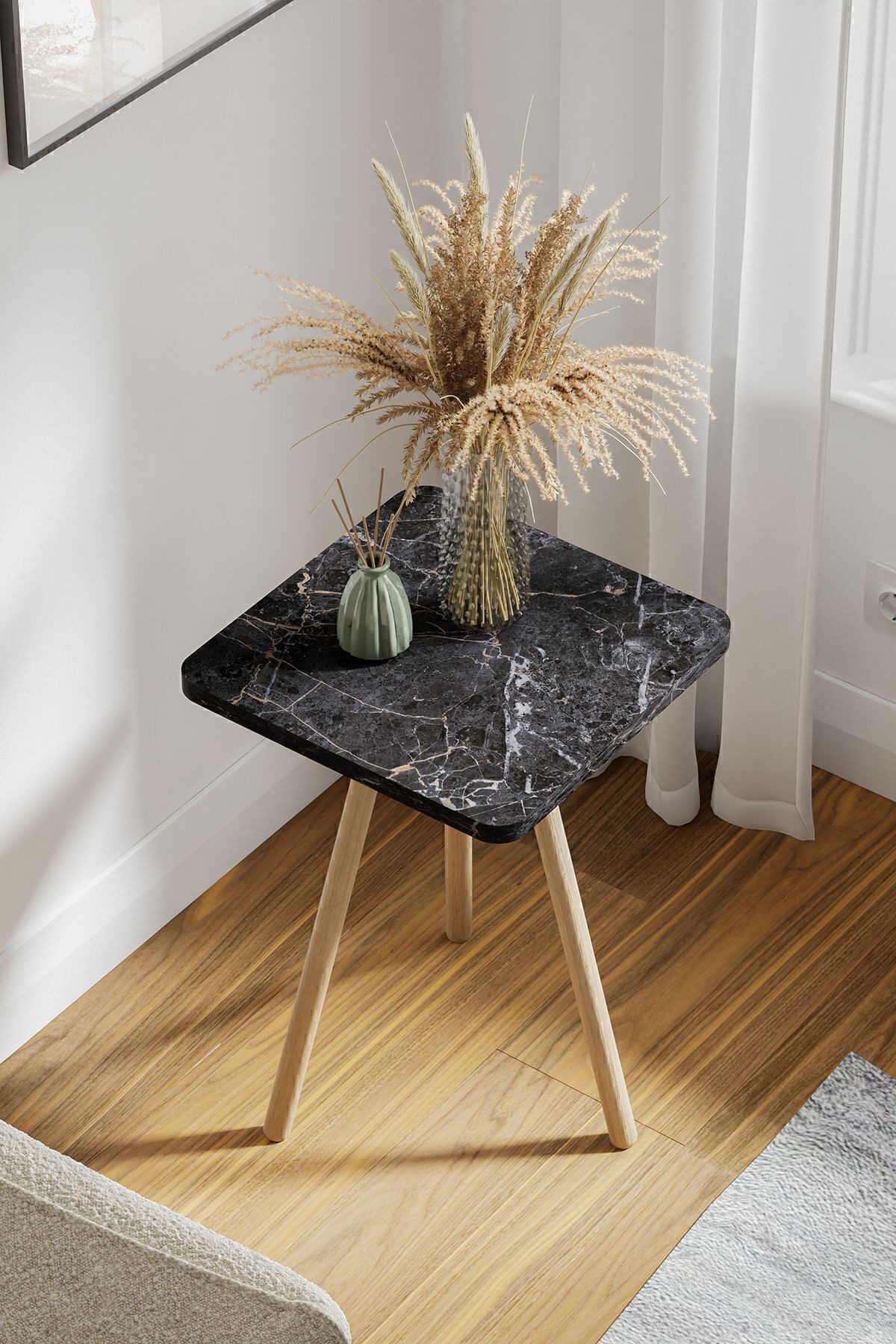 en.casa Beistelltisch (1-St), Holzbeine, 34x34 cm, günstig online kaufen