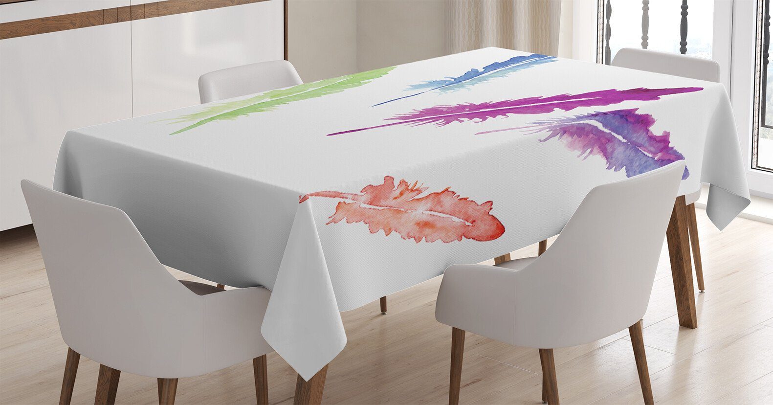 Abakuhaus Tischdecke Farbfest Waschbar Für den Außen Bereich geeignet Klare Farben, Gefieder Aquarellen