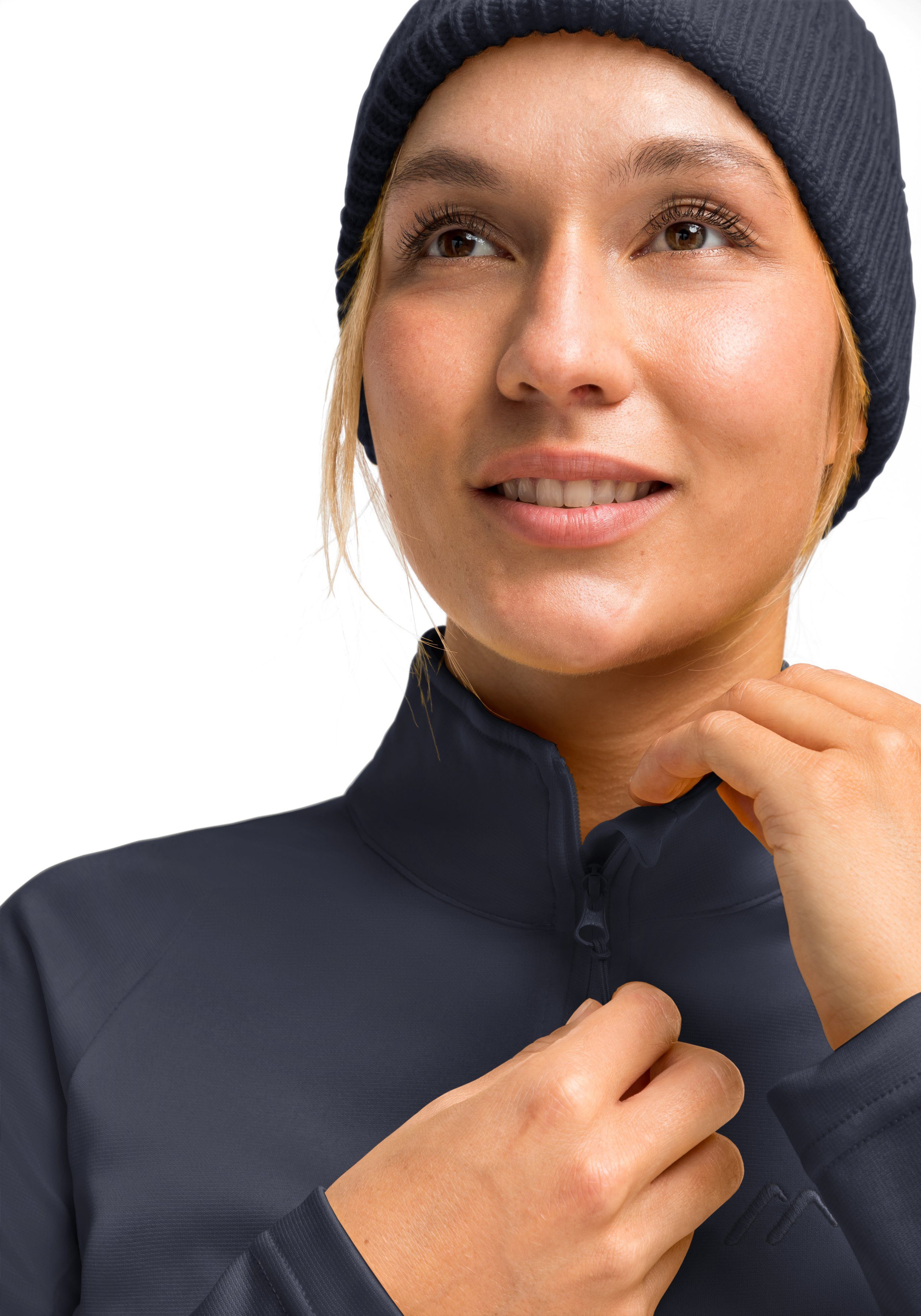 Eva Maier leicht dunkelblau Sports Langarmshirt und Midlayer, warm Funktioneller