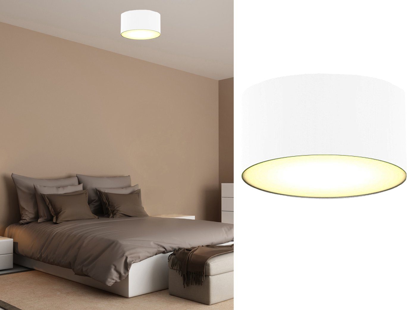 Flur Wohn Schlaf Zimmer Lampen Ø 50cm mit 3 Philips LED Leuchtmittel 11,5W Stoff 