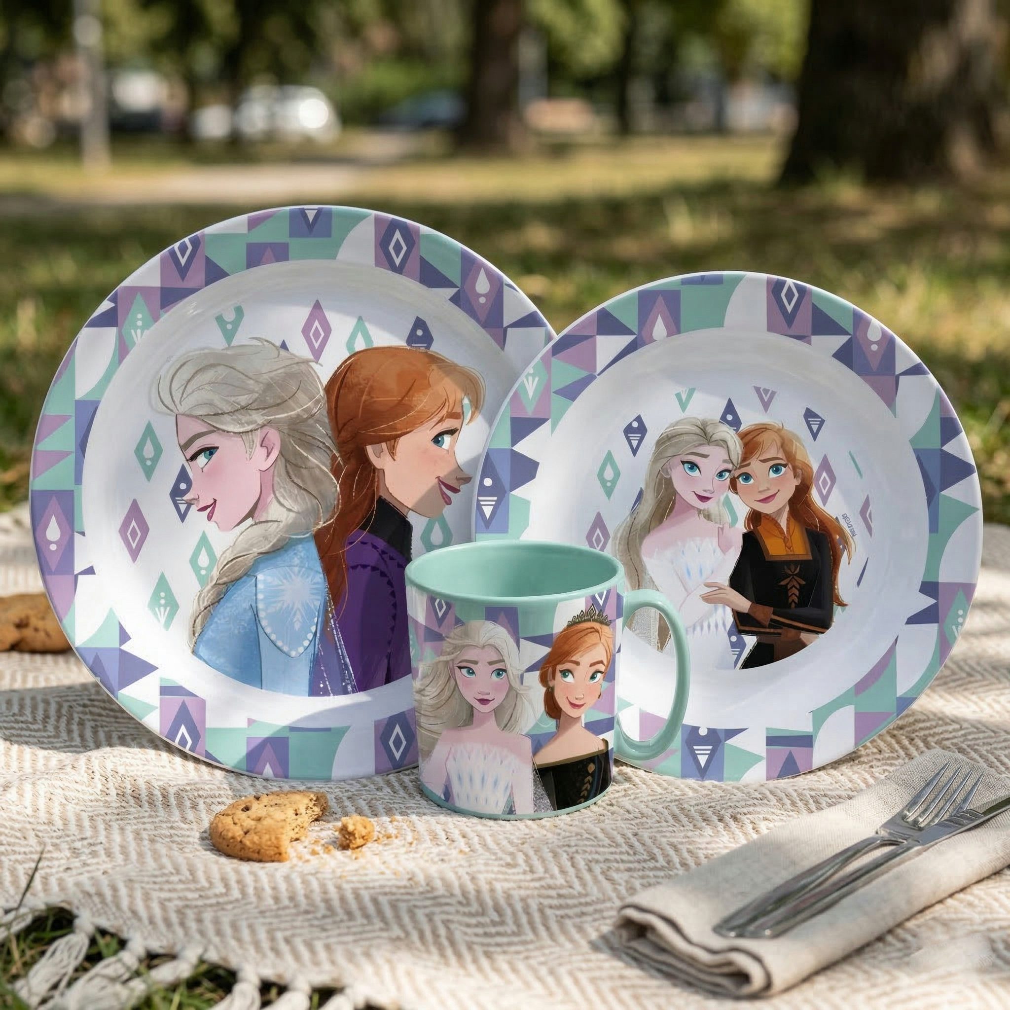 Disney Kindergeschirr-Set Disney Die Eiskönigin Elsa Kinder Geschirr-Set 3 teilig (3-tlg), 1 Personen, Becher Teller Schüssel – Bild 4 von 4