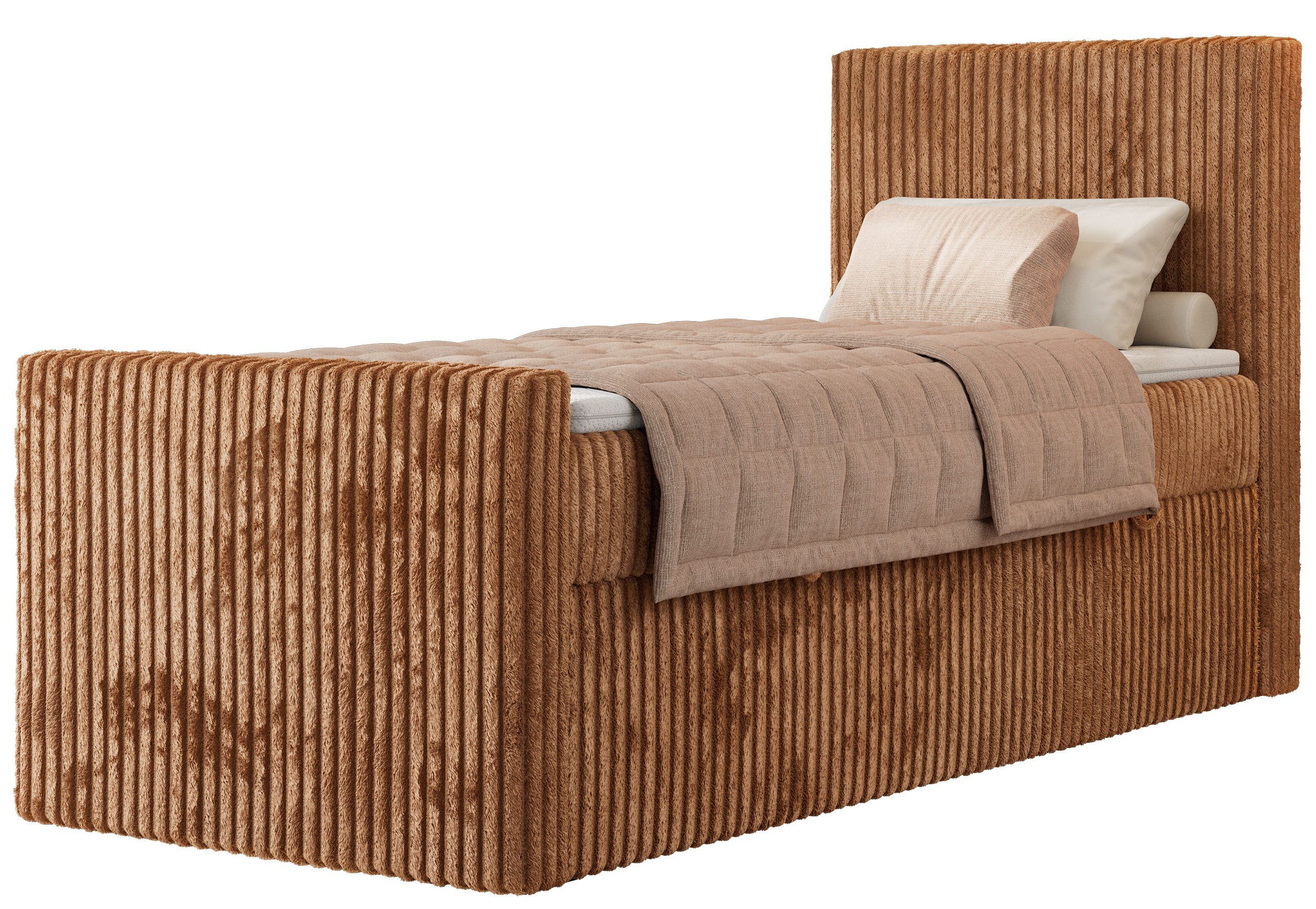 MKS MÖBEL Boxspringbett TILIANO DUO 90 (Set, Bett mit Matratze, Einzelbett 90x200 cm mit Matratze und Bettkasten), 7-Zonen-Taschenfederkern H3/H4, optionaler Topper T25 oder Visco