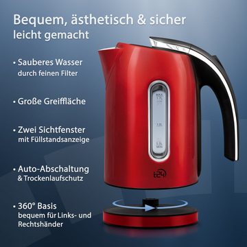 T24 Wasserkocher T24 Edelstahl LED Wasserkocher aus Edelstahl BPA frei, rot