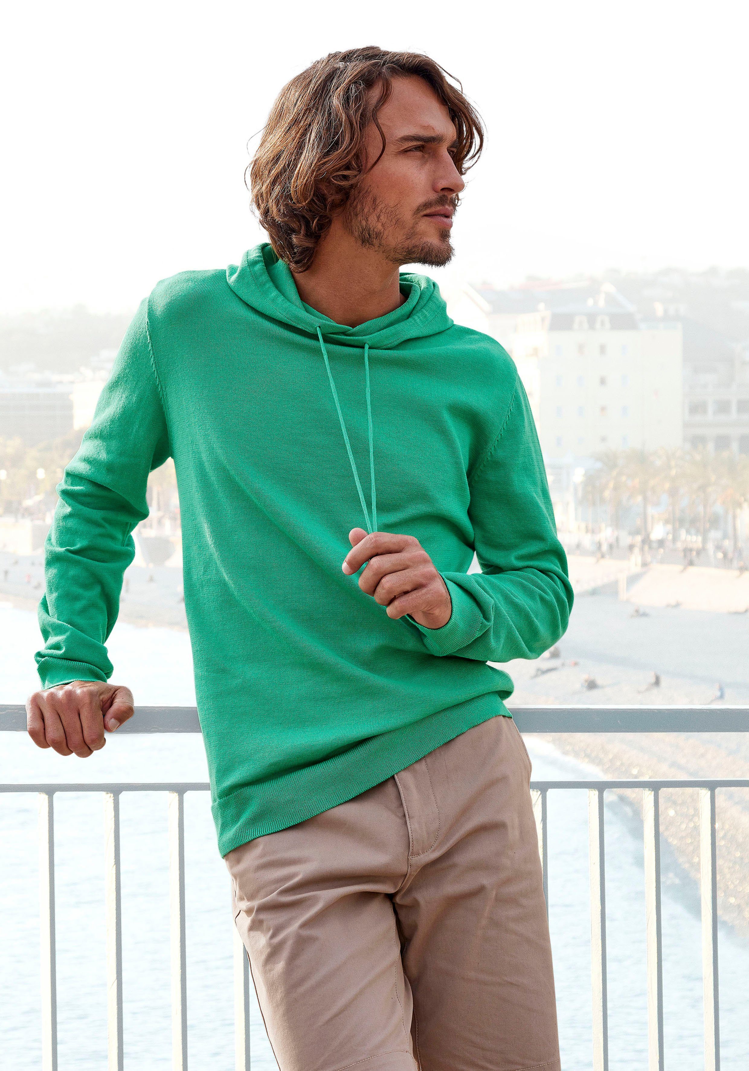 H.I.S Hoodie, Strickpullover mit Kapuze Feinstrick aus pflegeleichter Baumw günstig online kaufen