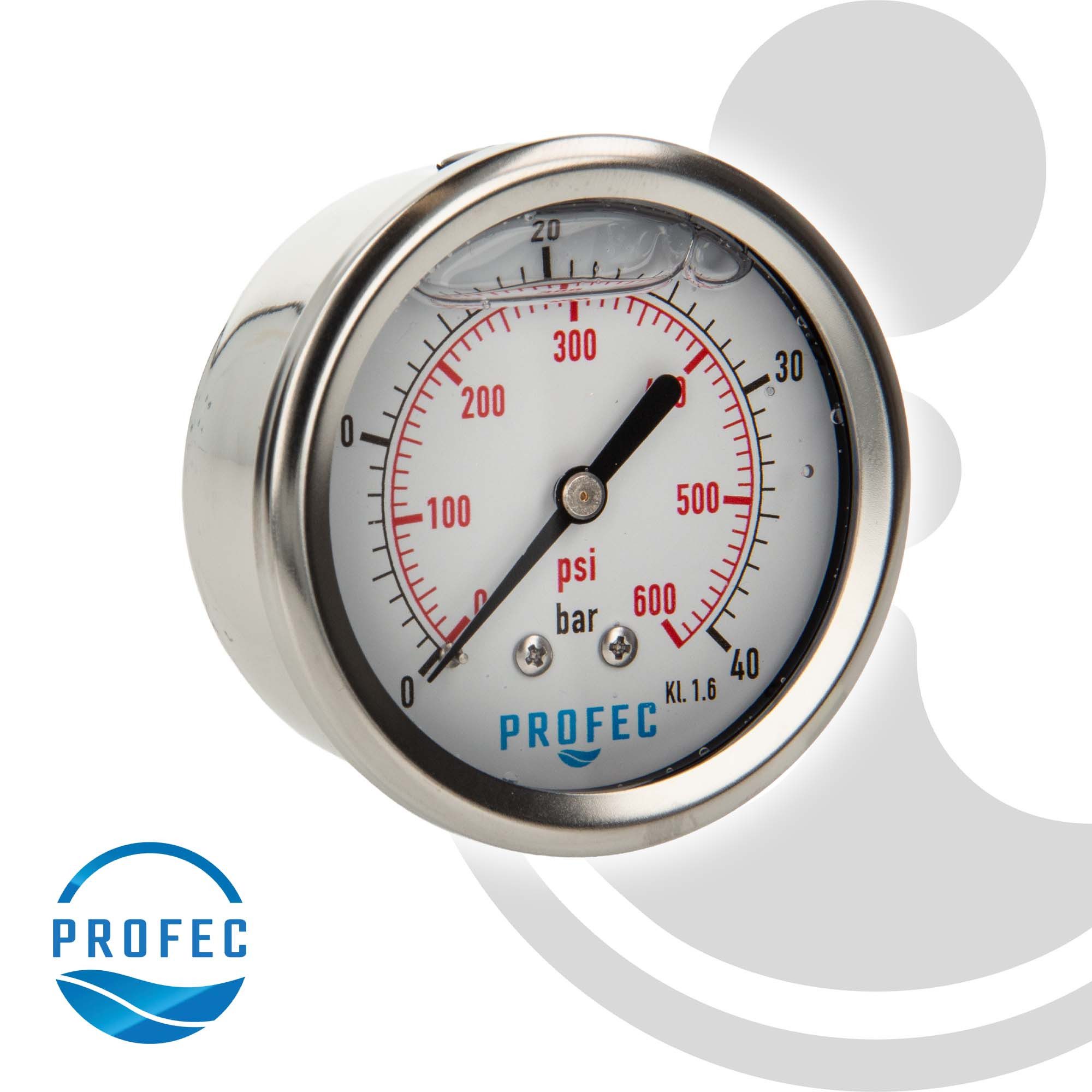 Profec Heizkörper Manometer Glyzeringefüllt, Ø 63 mm, 1/4 Zoll Anschluss