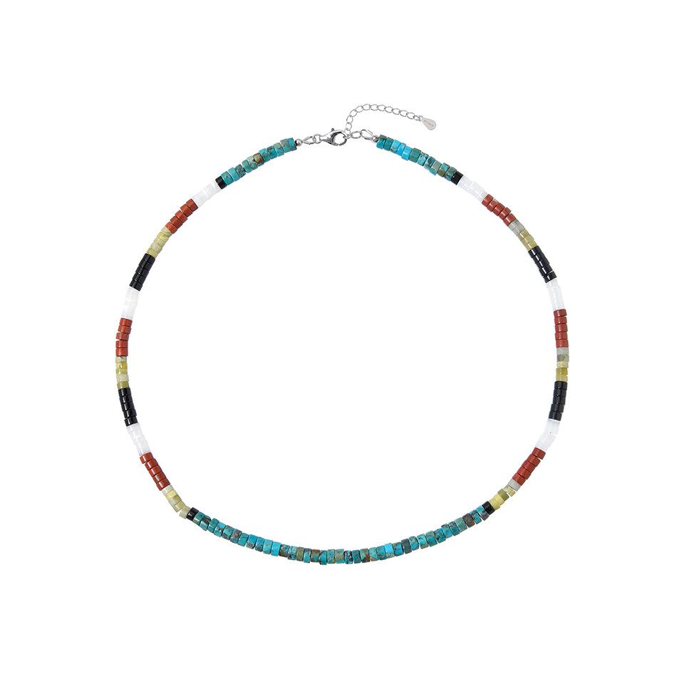 Silberkette Multicolor Edelstein Sterling Silber Halskette