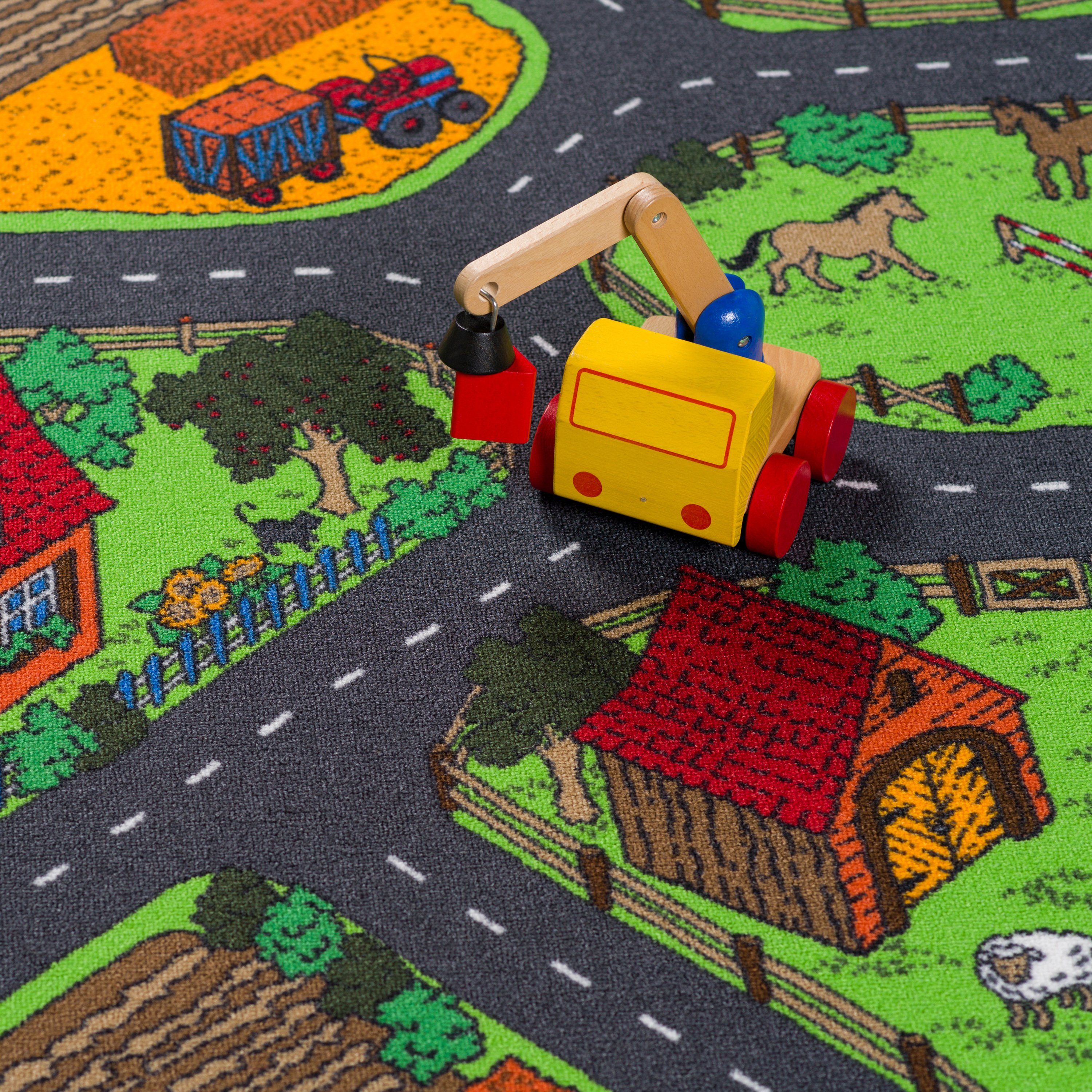 Snapstyle Kinderteppich Kinder Spiel Teppich Bauernhof, Rechteckig, Höhe: 4 mm