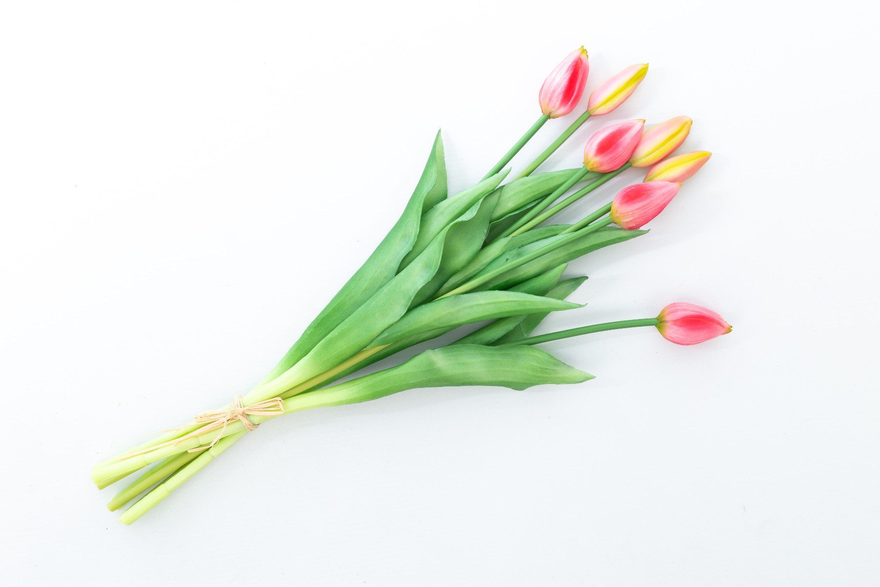 Kunsttulpe Tulpenstrauß LONA, 7 Blüten, rosa - pink - grün, 45cm, Ø 20cm Tulpe, artplants, Höhe 45.0 cm