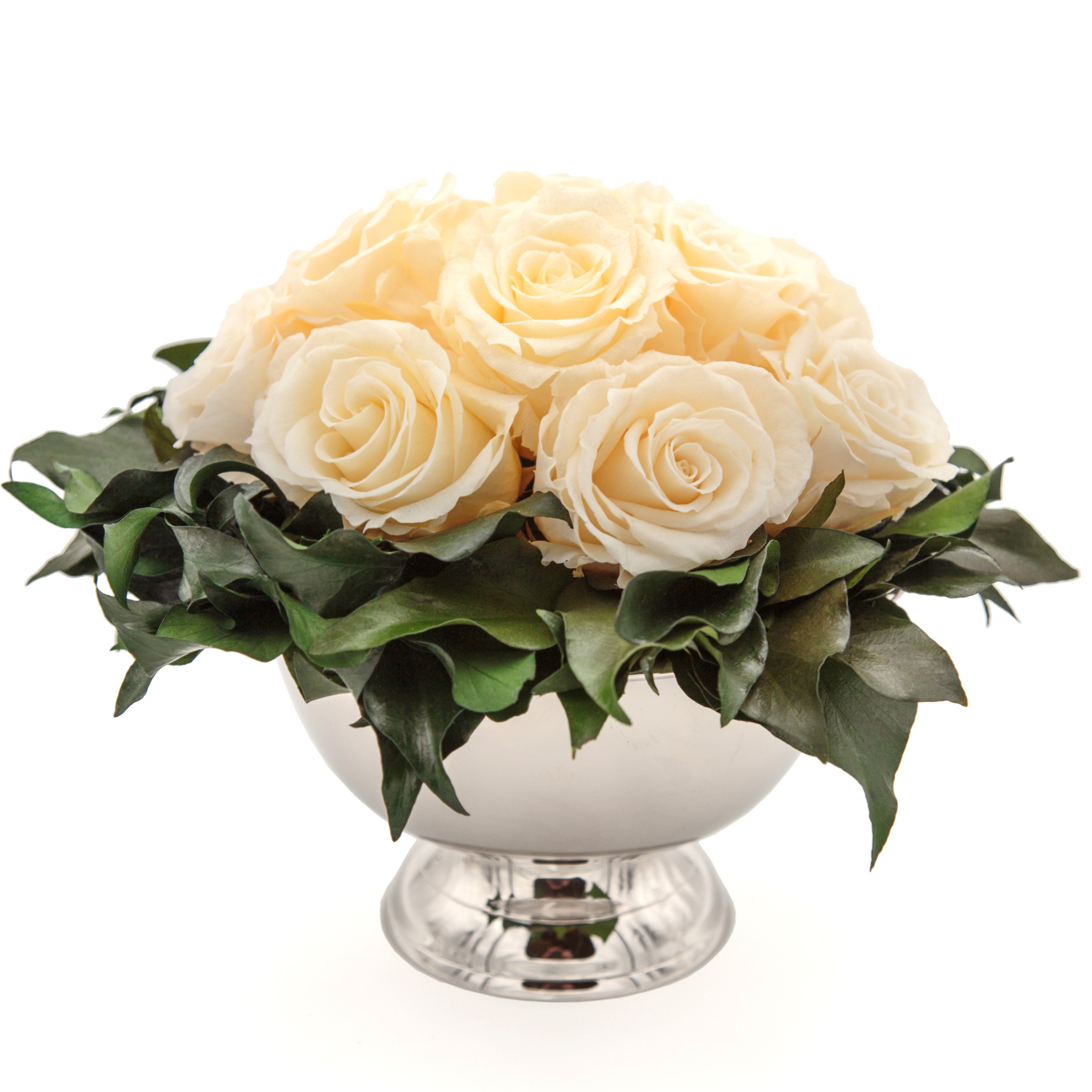 Gestecke Blumengesteck 11 Infinity Rosen in Blumenschale Blumenstrauß Rosenbox Rose, ROSEMARIE SCHULZ Heidelberg, Höhe 18 cm, Echte Blumen 3 Jahre haltbar, Geschenk für Frauen, Made in Germany