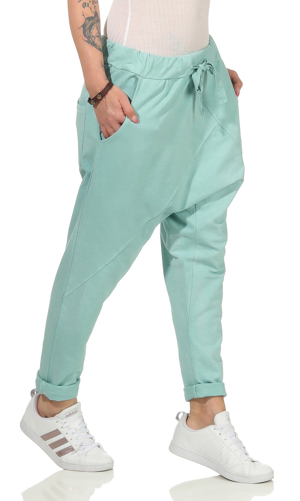 CLEO STYLE Jogginghose Damen Jogginghose 104 Mint Elastikbund mit Tunnelzug, Unifarben