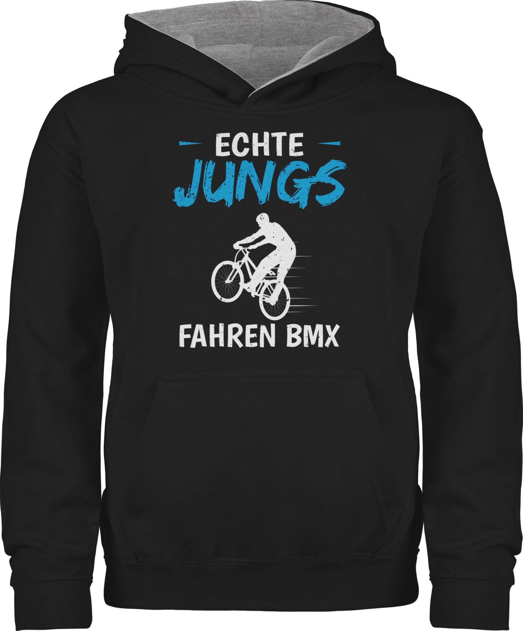 Shirtracer Hoodie Echte Jungs fahren BMX Kinder Sport Kleidung 1 Schwarz/Grau meliert