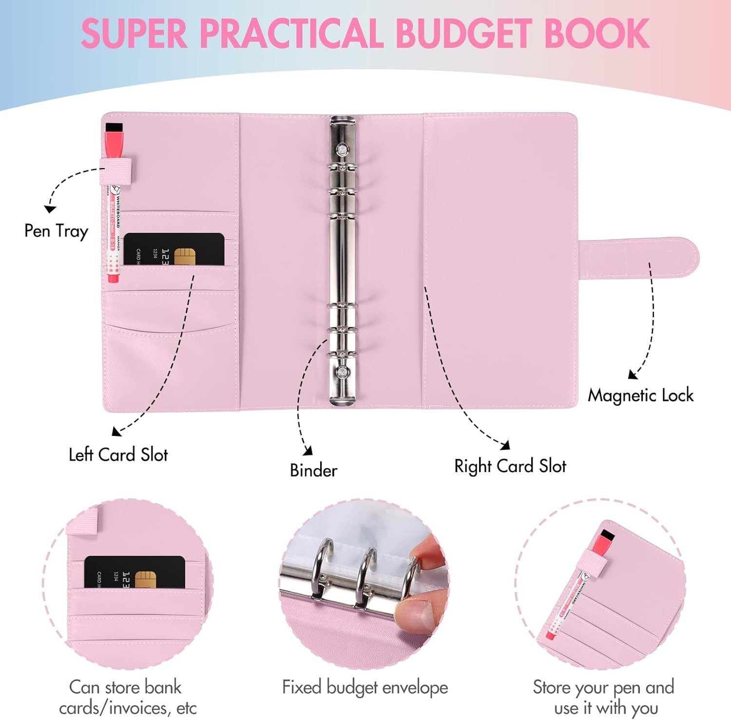 FELIXLEO Konferenzmappe A5 Sparbuch für Geld Challenge, 100 Umschläge Sparen Budgetplaner