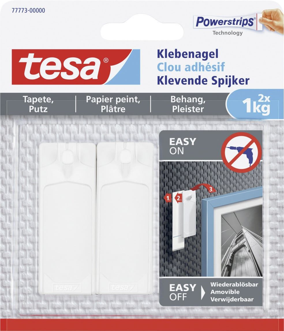 Klebehaken tesa Klebenagel Traglast 1 kg, 2 Stück