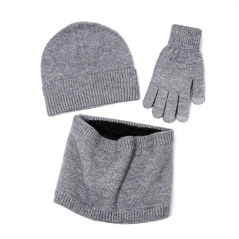 CTGtree Strickhandschuhe Damen Winter Beanie Mütze Schal Touchscreen Handschuhe Set