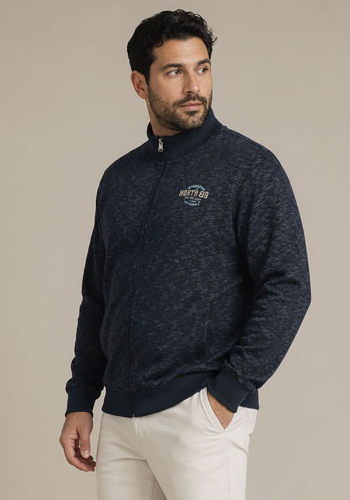 Man's World Plus Sweatjacke mit Reißverschluss, normale Länge, aus Baumwolle und Polyester