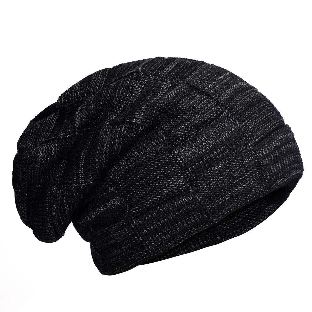 Strickmütze DonDon Beanie und Teddyfleece warme Schlauchmütze Flechtmuster Damen Wintermütze, (Packung, schwarz-grau Beanie mit 1-St)