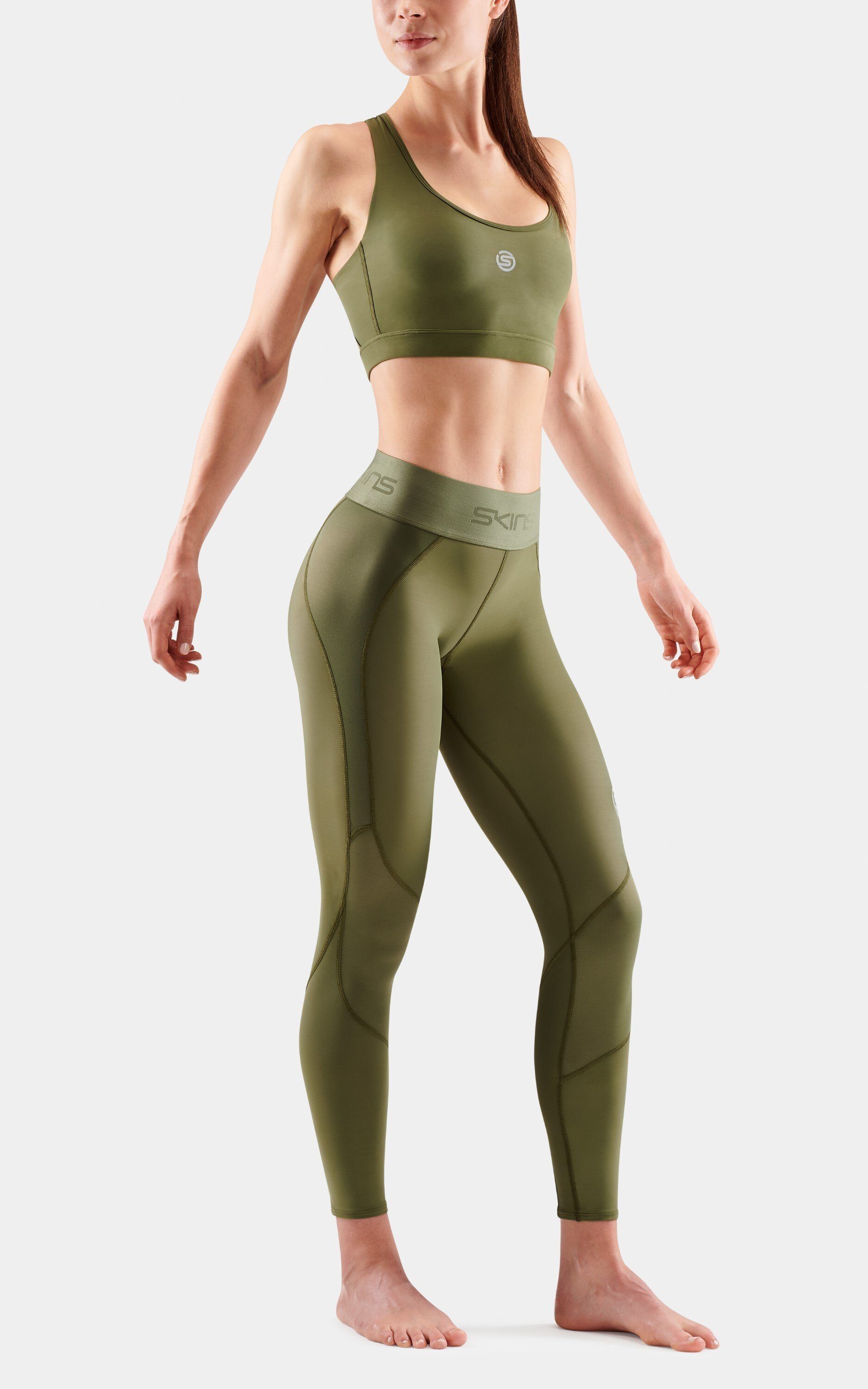 Skins Lauftights (1-tlg) khaki S3