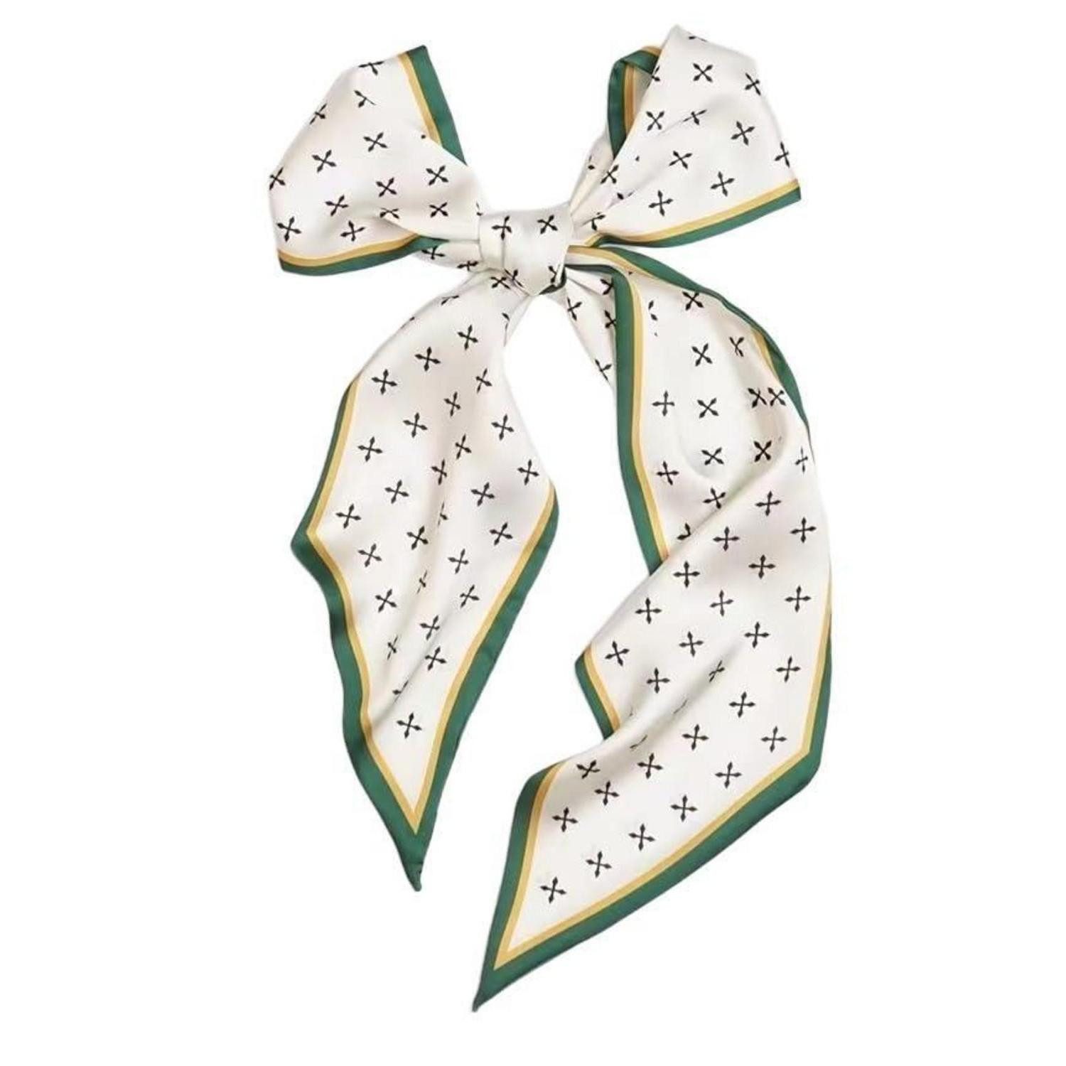 LuxusKollektion Seidenschal Seidenschal lang schmal White Green, (1-St)