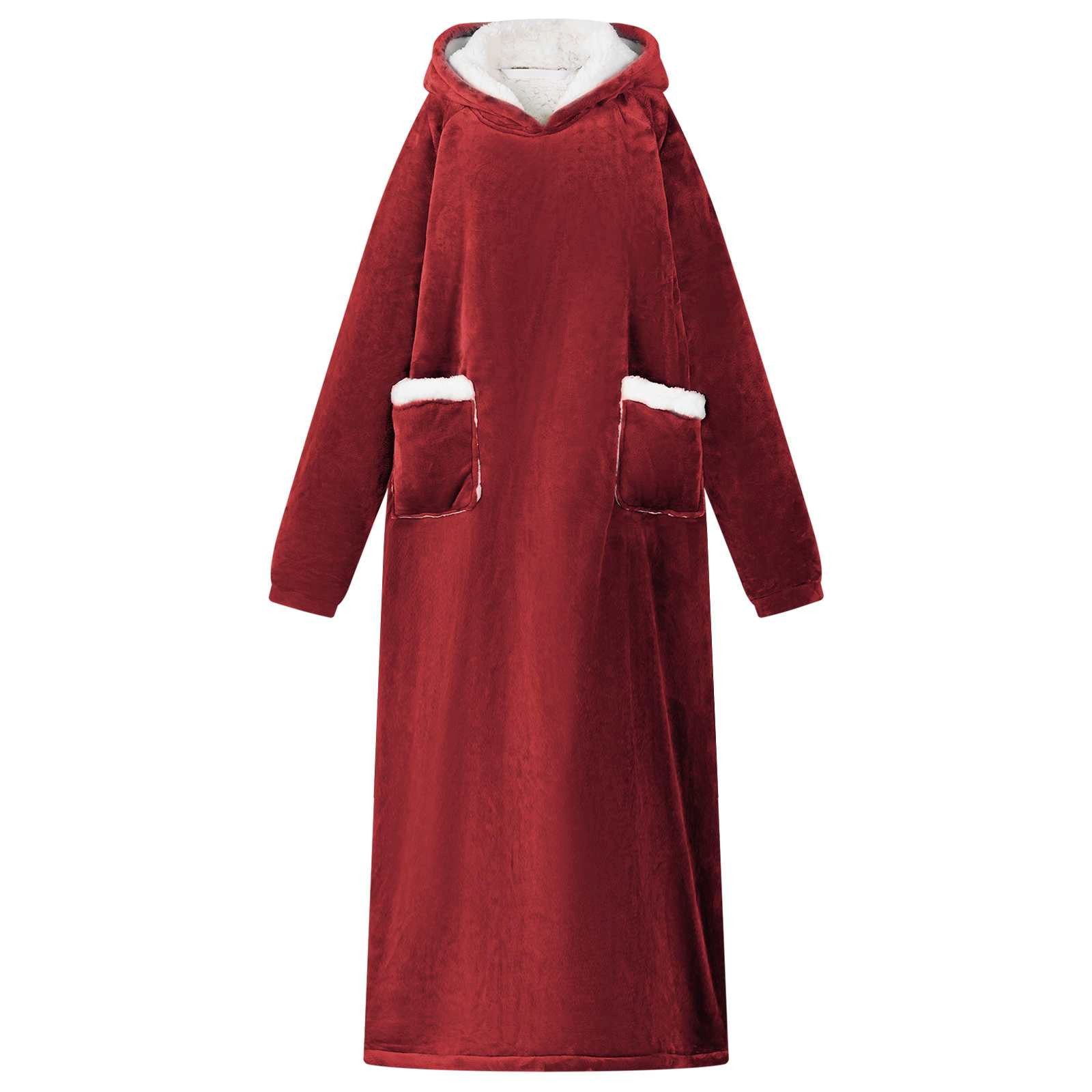 Damenbademantel XL Decken-Hoodie Bordeauxrot xl Fleece und Flanell