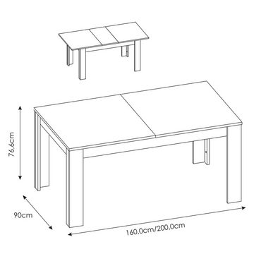 Lomadox Esszimmer-Set LYNDHURST-129, (Spar-Set, 4-St), weiß Hochglanz, mit ausziehbarem Esstisch (160-200cm)