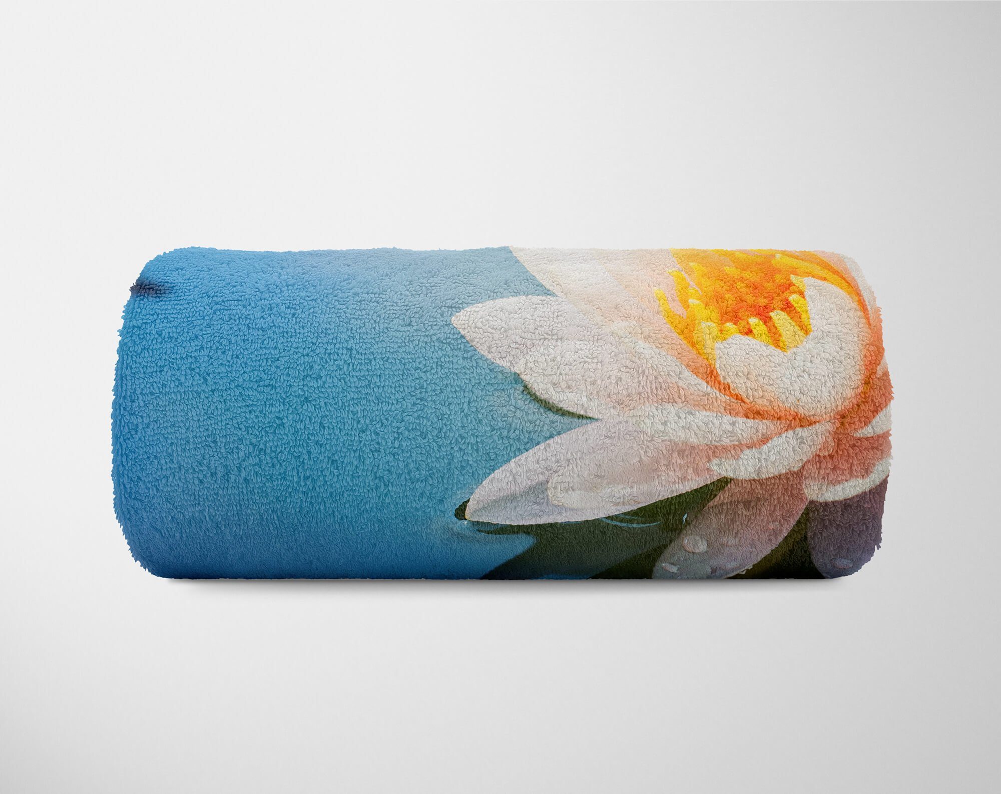 Sinus Fotomotiv (1-St), Handtuch Blüte, Art Strandhandtuch Handtuch Handtücher Saunatuch Lotus Blume mit Kuscheldecke Baumwolle-Polyester-Mix