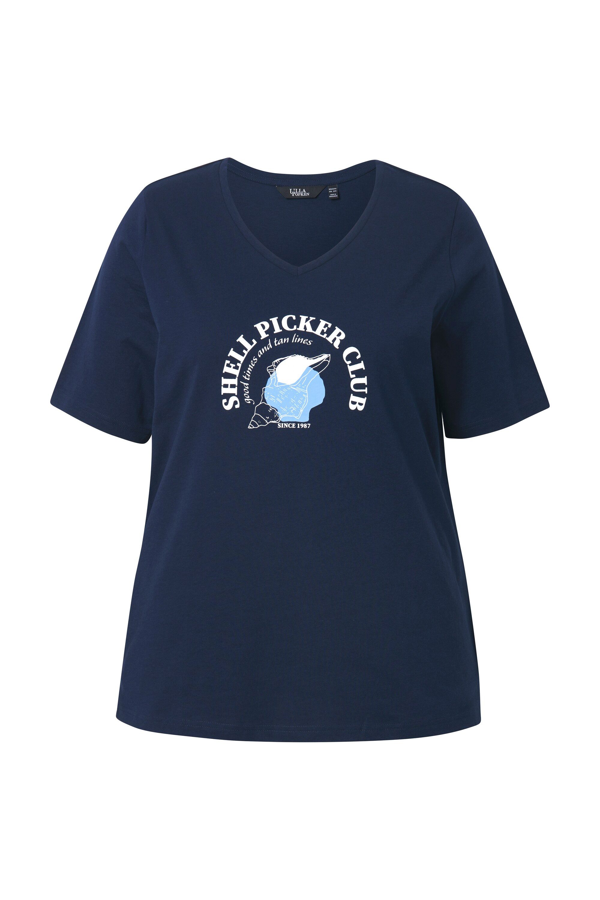 Ulla Popken T-Shirt T-Shirt Muschel Classic V-Ausschnitt Halbarm günstig online kaufen
