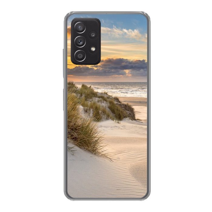 MuchoWow Handyhülle Strand - Düne - Gras - Sonnenuntergang - Meer Handyhülle Telefonhülle Samsung Galaxy A73