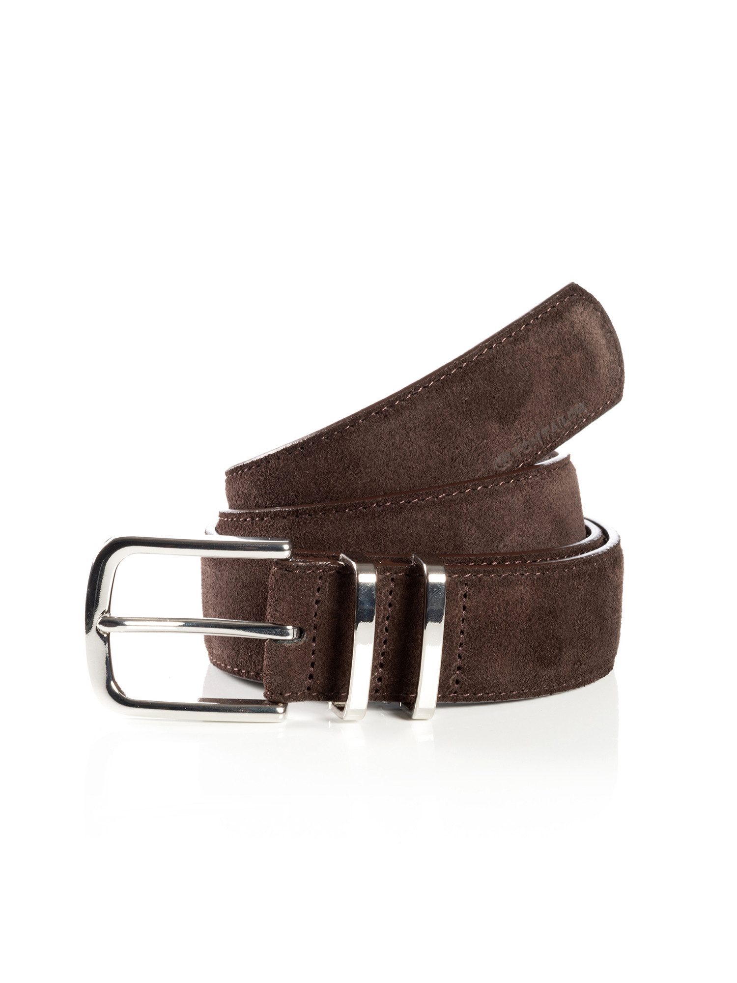 TOM TAILOR Synthetikgürtel TTMILLIE Veloursleder mit Ziernähten – 3,5 cm breit