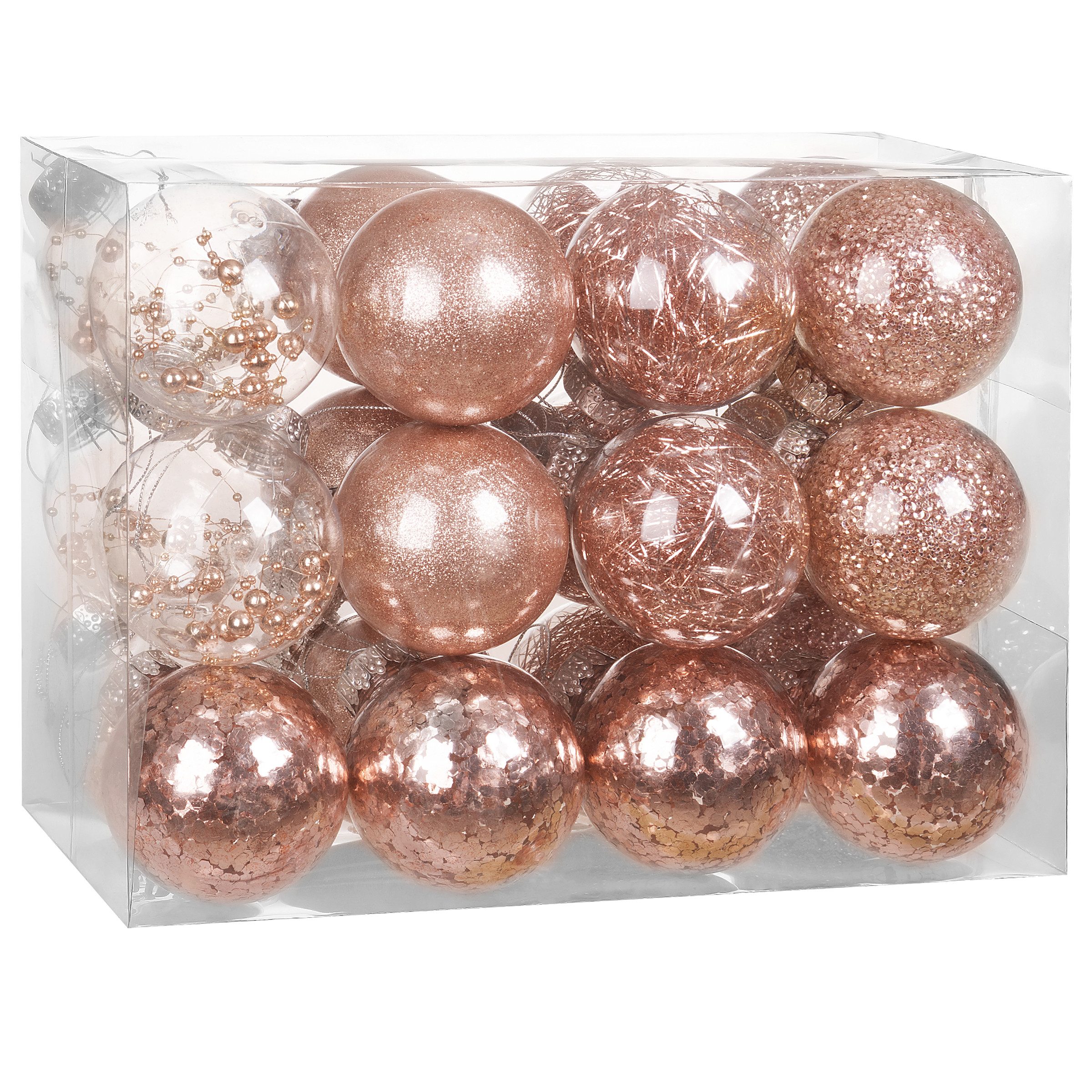 Casaria Weihnachtsbaumkugel, Christbaumkugeln 24tlg Ø6cm Kunststoff transparent gefüllt. € 15,95
