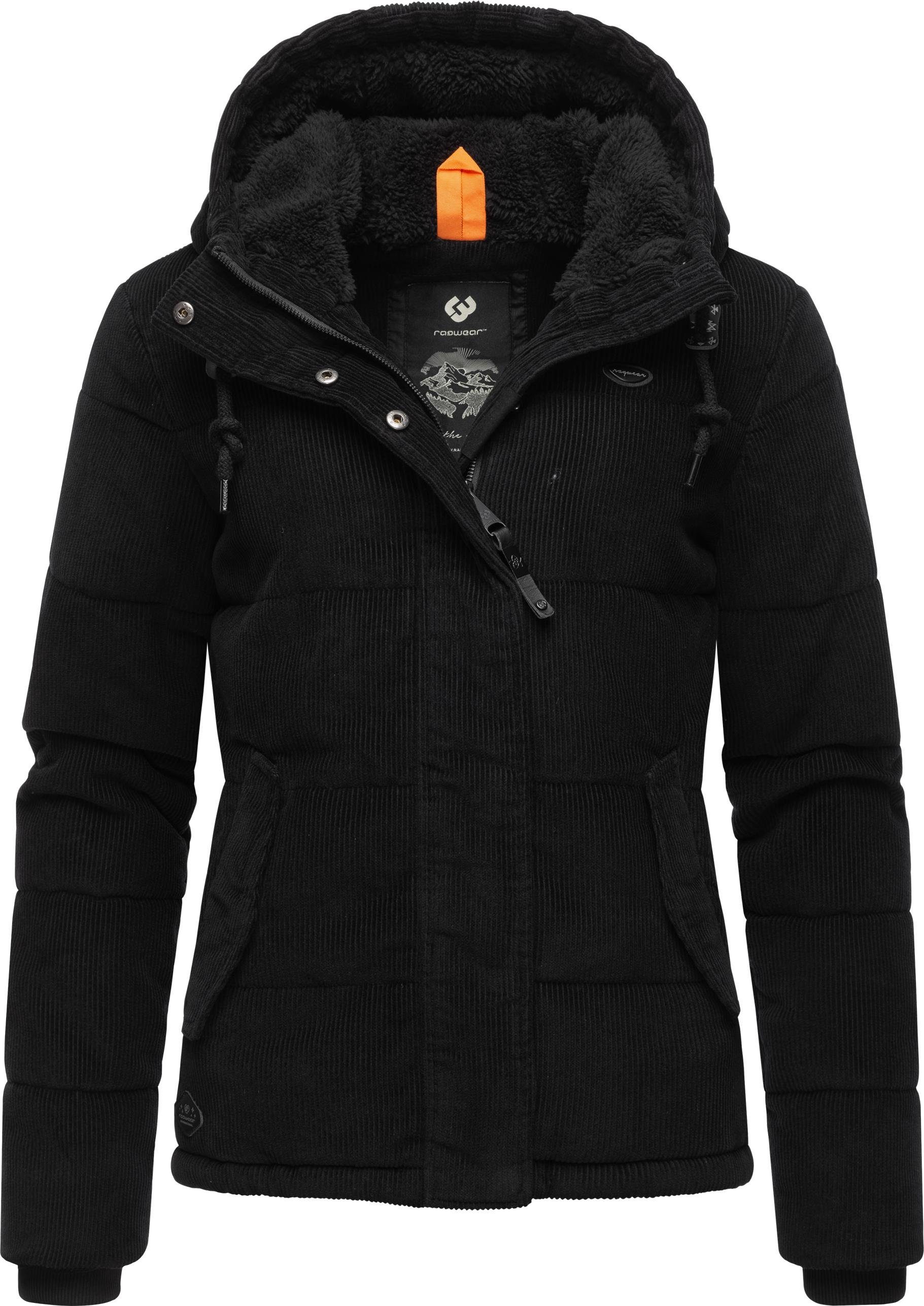 Steppjacke flauschigem Stylische mit Wuggys Cordjacke schwarz Damen Innenfutter Ragwear