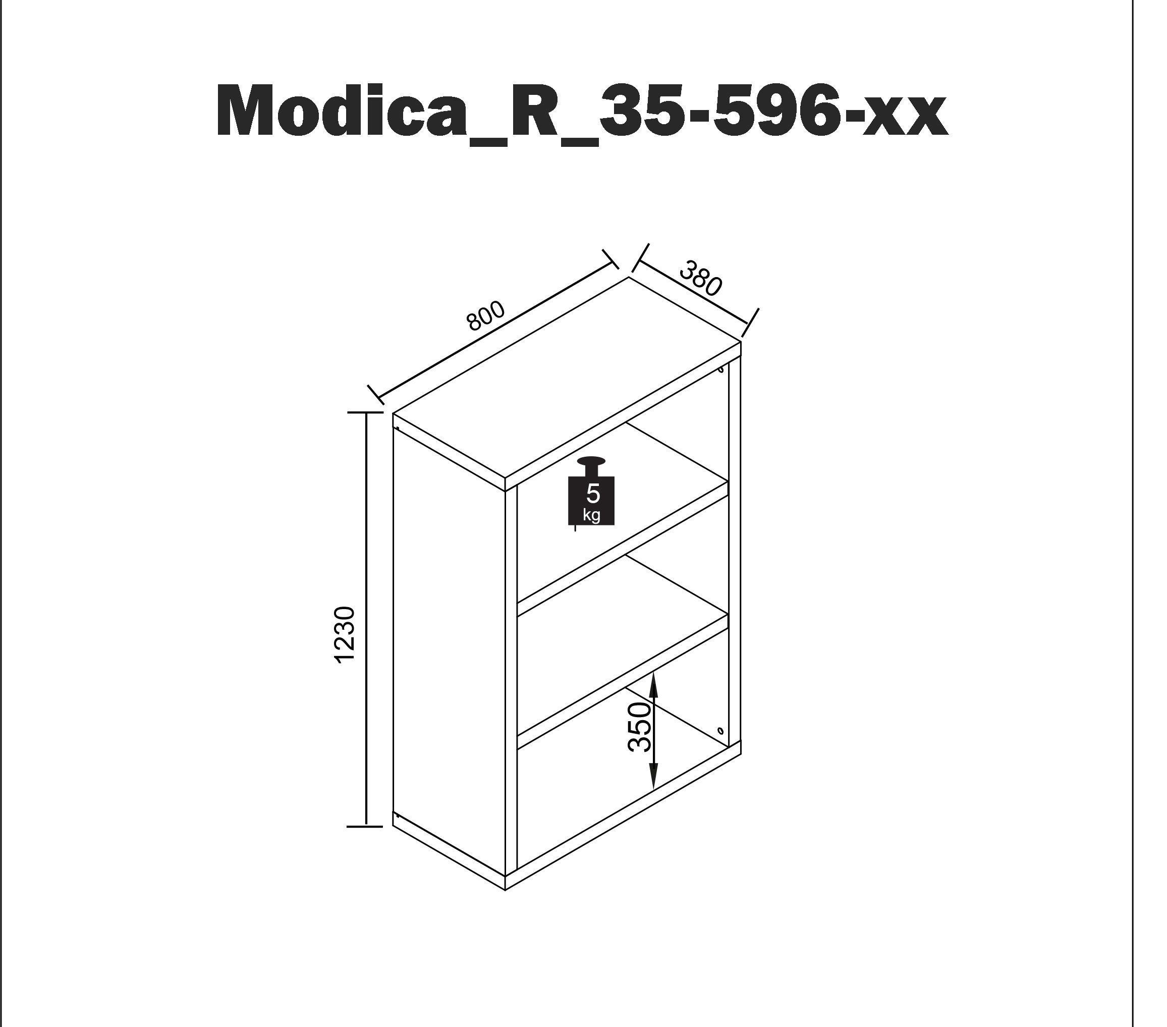 PREISBRECHER Regal Modica, cm in Abmessungen 80x123x38 (BxHxT) Weiß