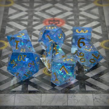 SHIBBY Spielesammlung, 7 polyedrische Resin-DND-Würfel inkl. Aufbewahrungsbox