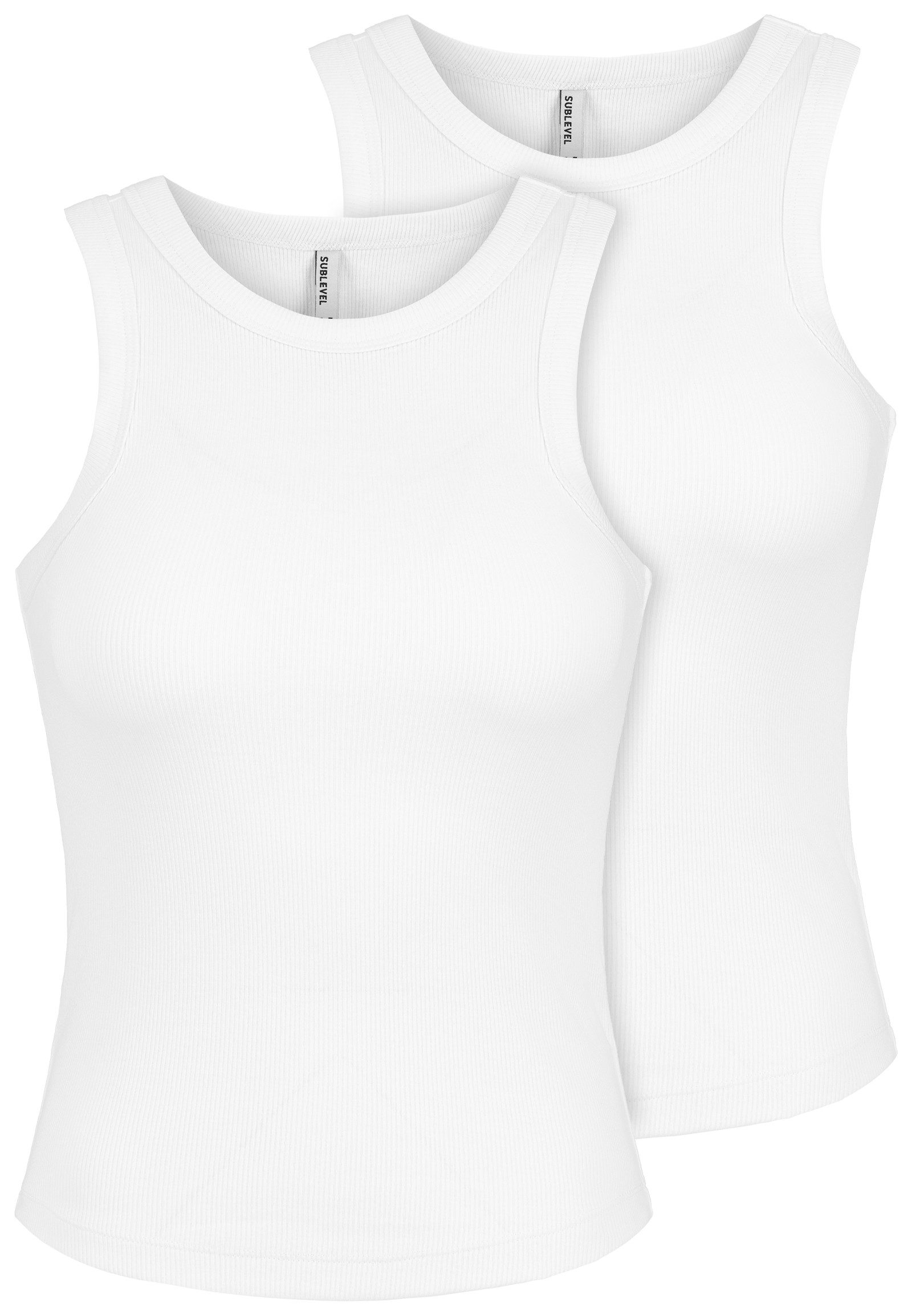 SUBLEVEL Shirttop Ärmelloses Doppelpack Rippstruktur Rundhalsform Basic (2-tlg) D16005AH02661B_T-Shirts & Tops